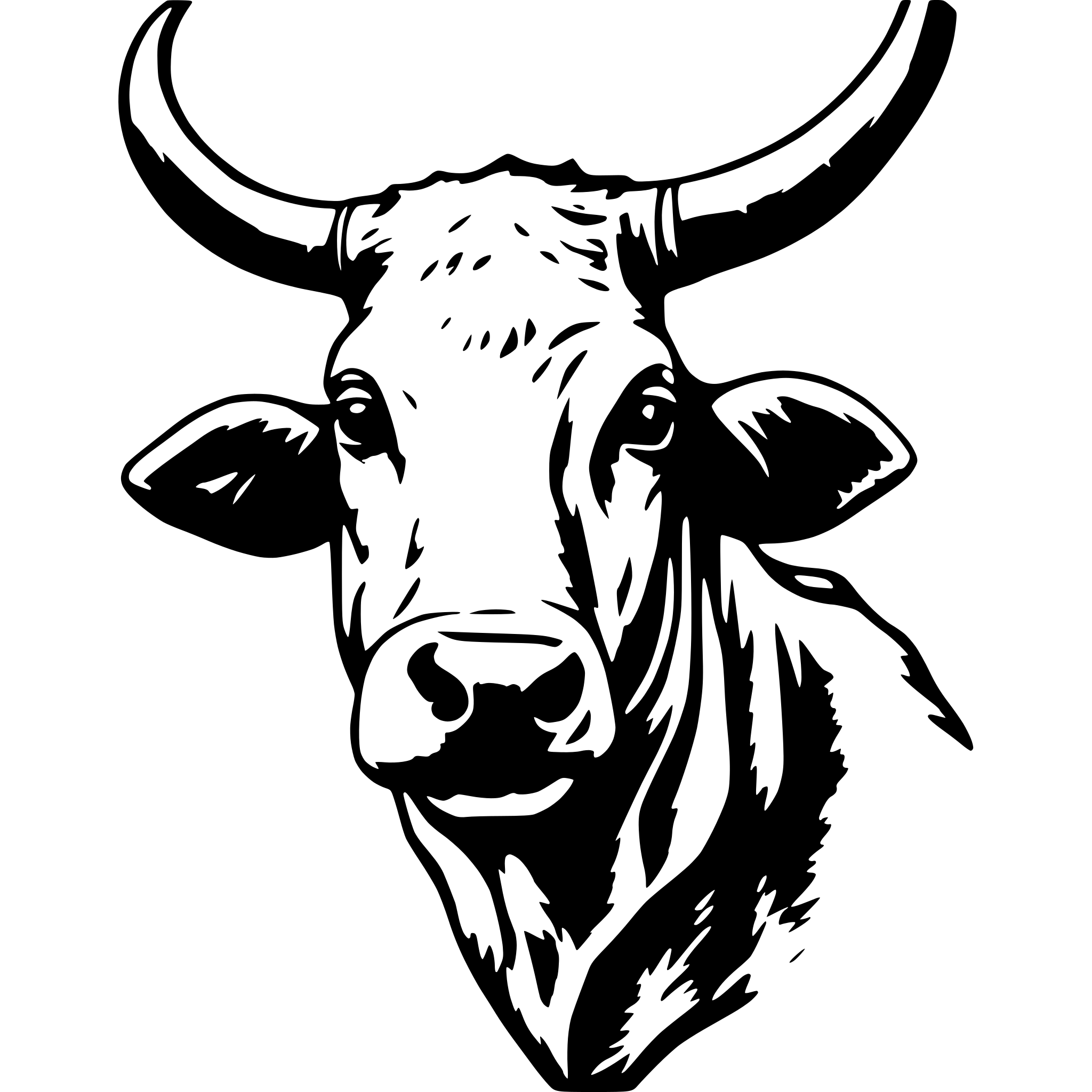 AI-generated SVG of a face of texas longhorn cow