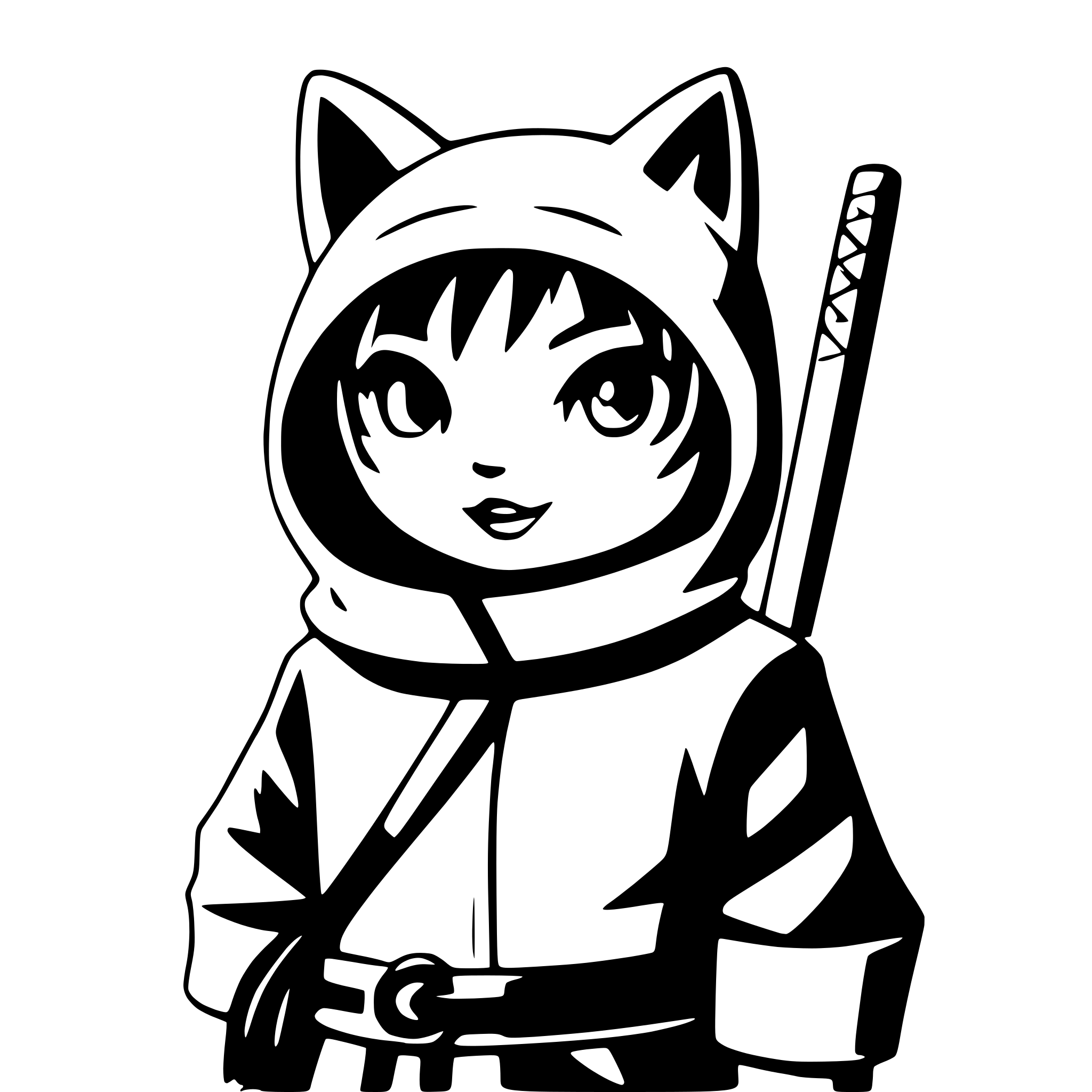 AI-generated SVG of 'cat wearing ninja outfit'