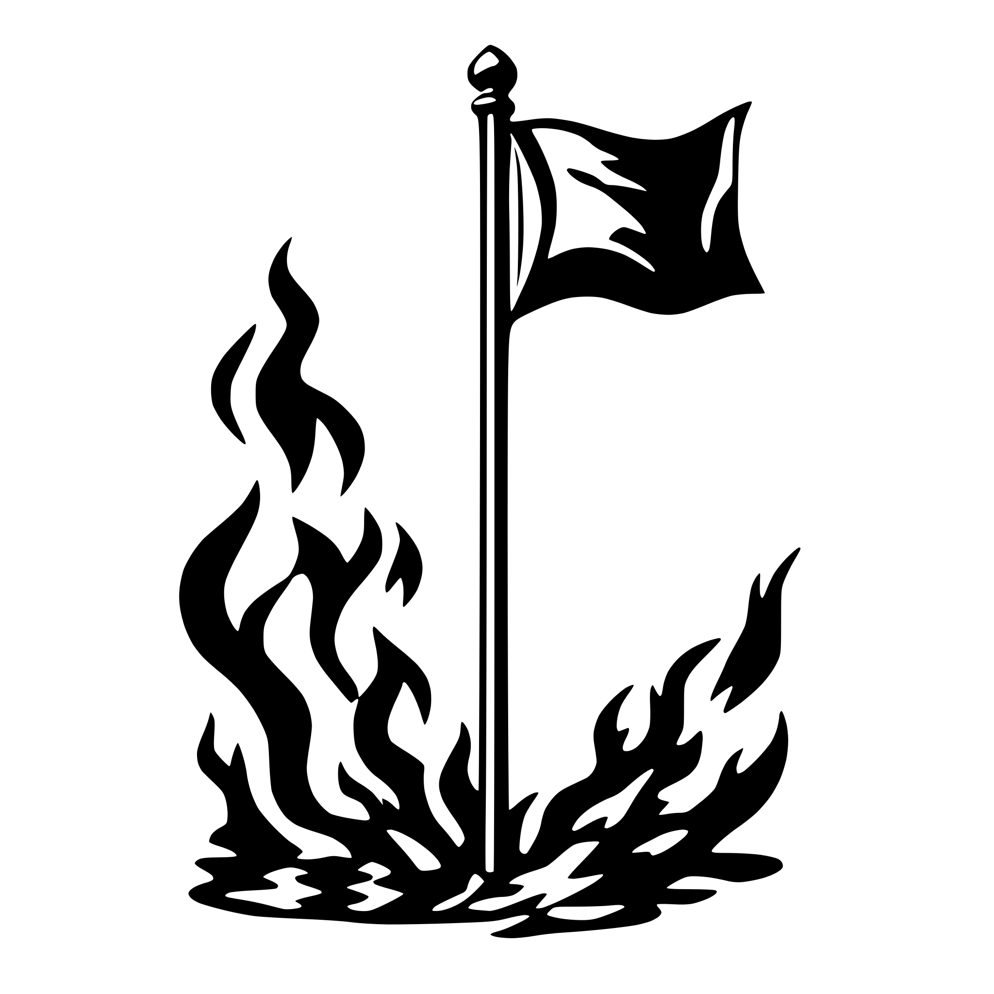 AI-generated SVG of 'Red flag made of flames'