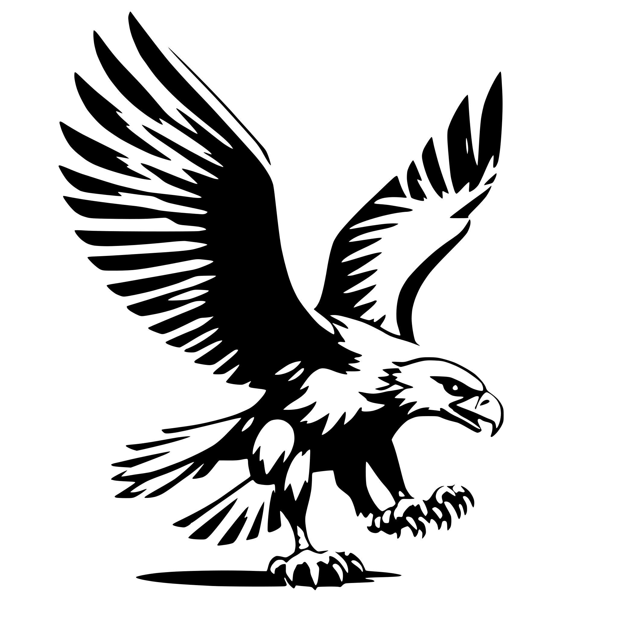 AI-generated SVG of a eagle from front looking right with wings spread
