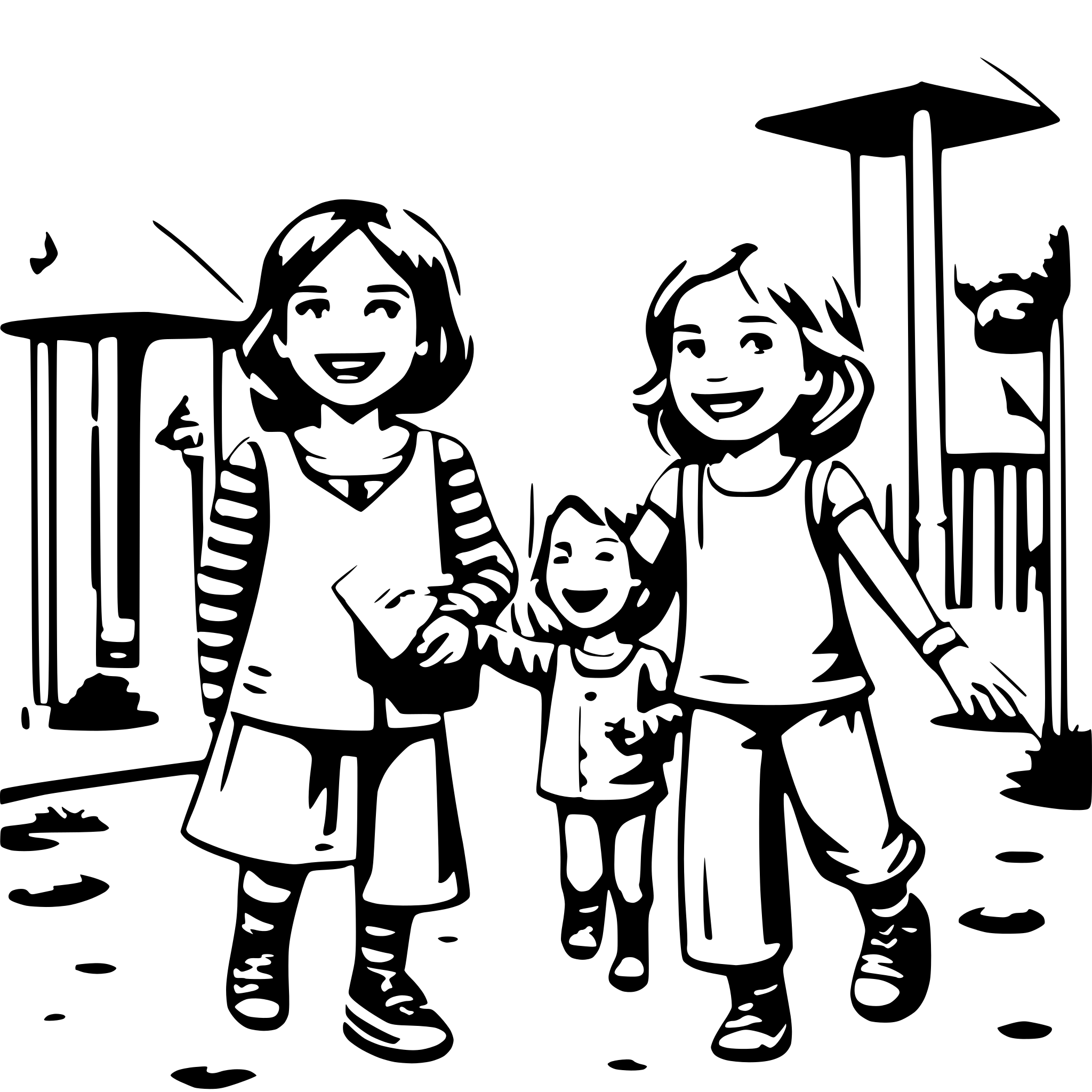 AI-generated SVG of a many children with smiling face paying on the playground