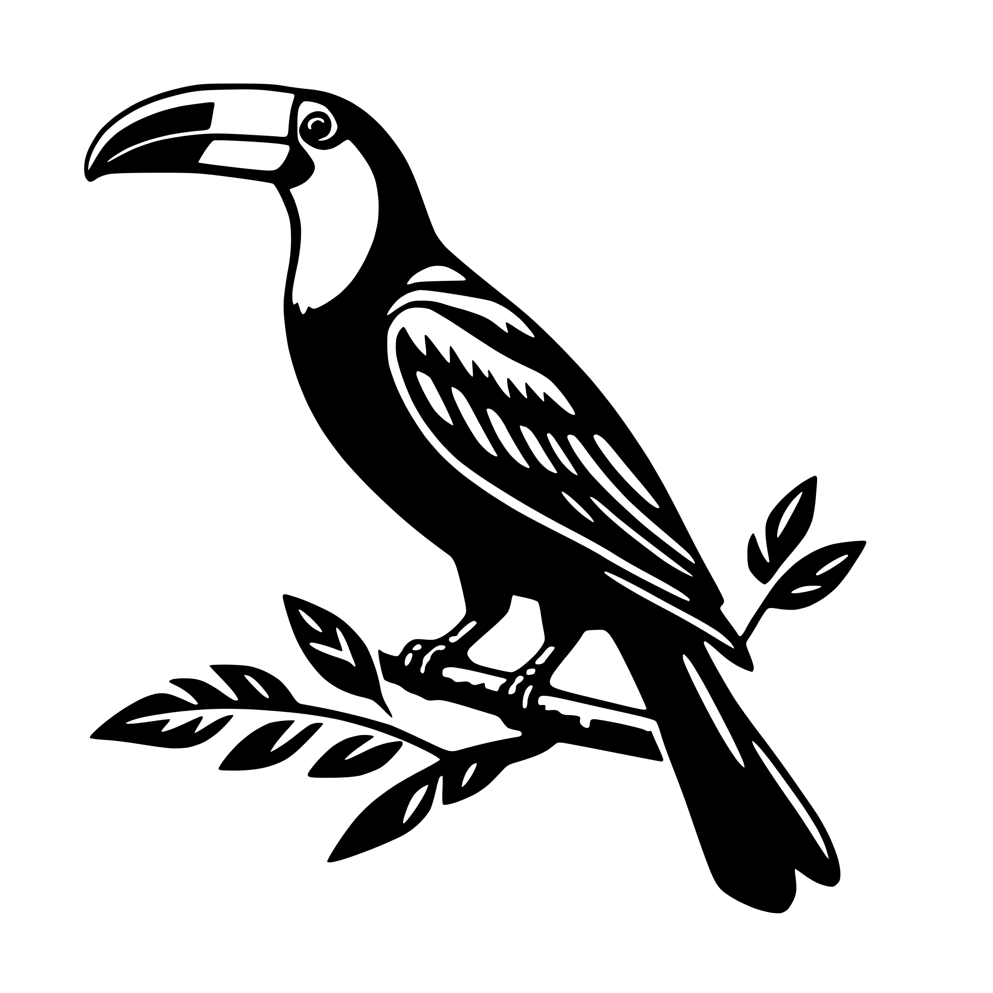 AI-generated SVG of 'toucan with branch'