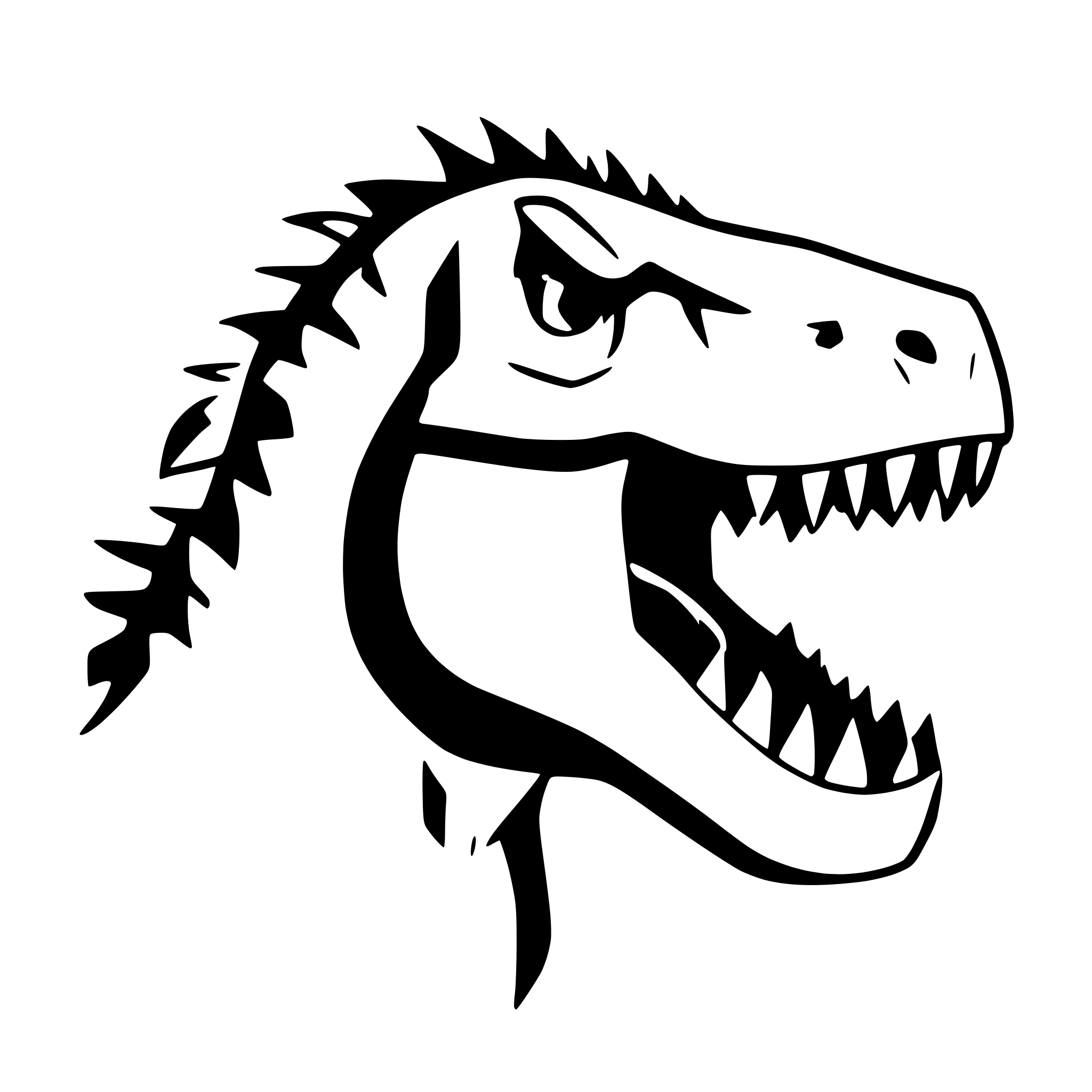AI-generated SVG of a angry tyrannosaurus rex head, profile view, big teeth