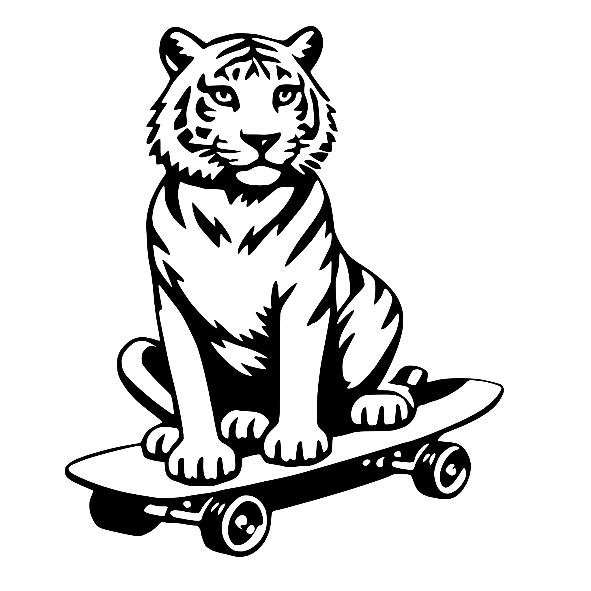 AI-generated SVG of 'tiger with skateboard'
