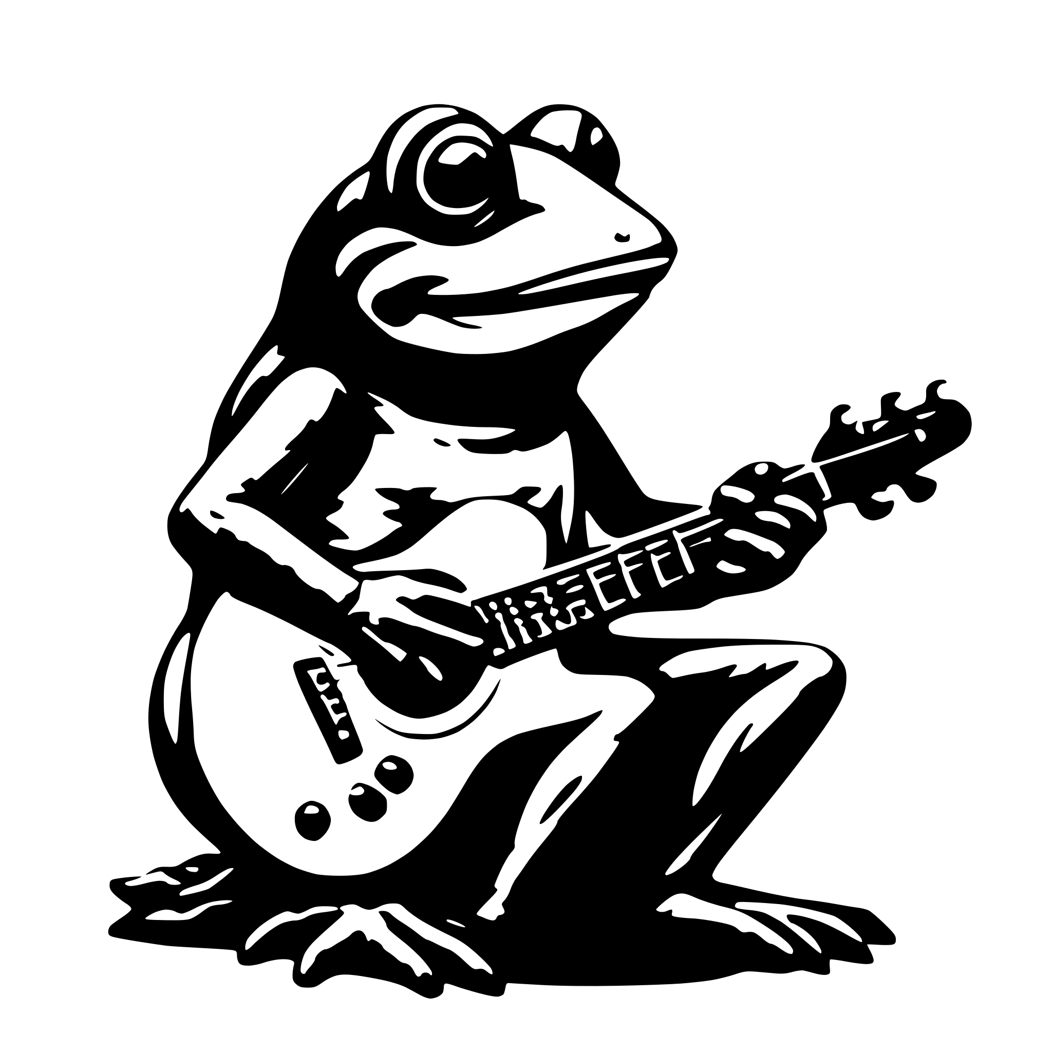 AI-generated SVG of 'frog playing guitar'