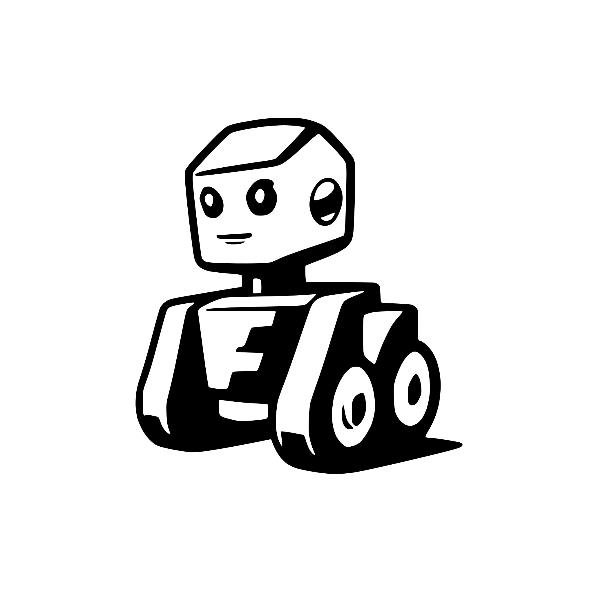 AI-generated SVG of a A logo for a robotics team.  Should be a robot with 4 wheels and an arm. Should have a blocky simplistic design.