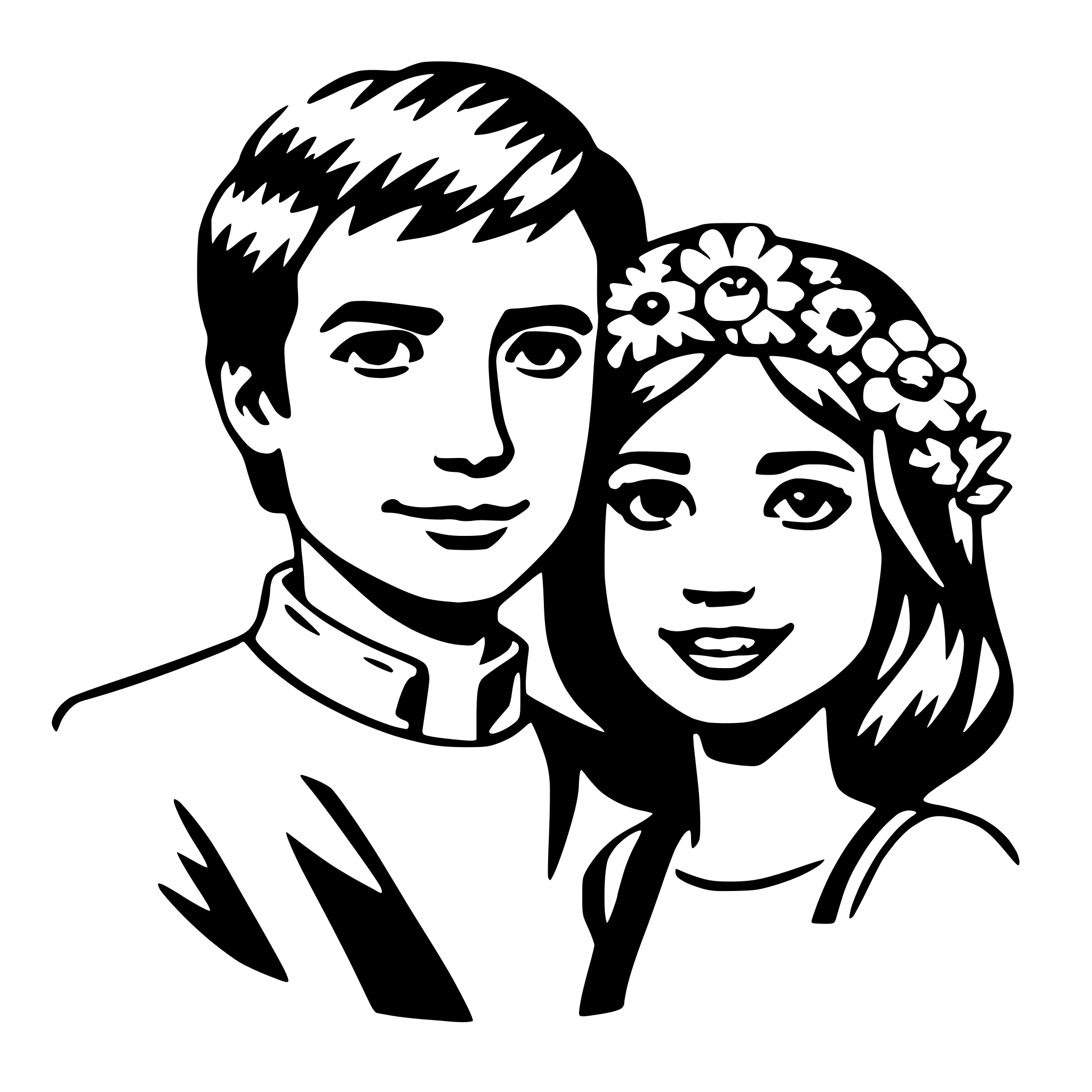 AI-generated SVG of 'flower crown couple'