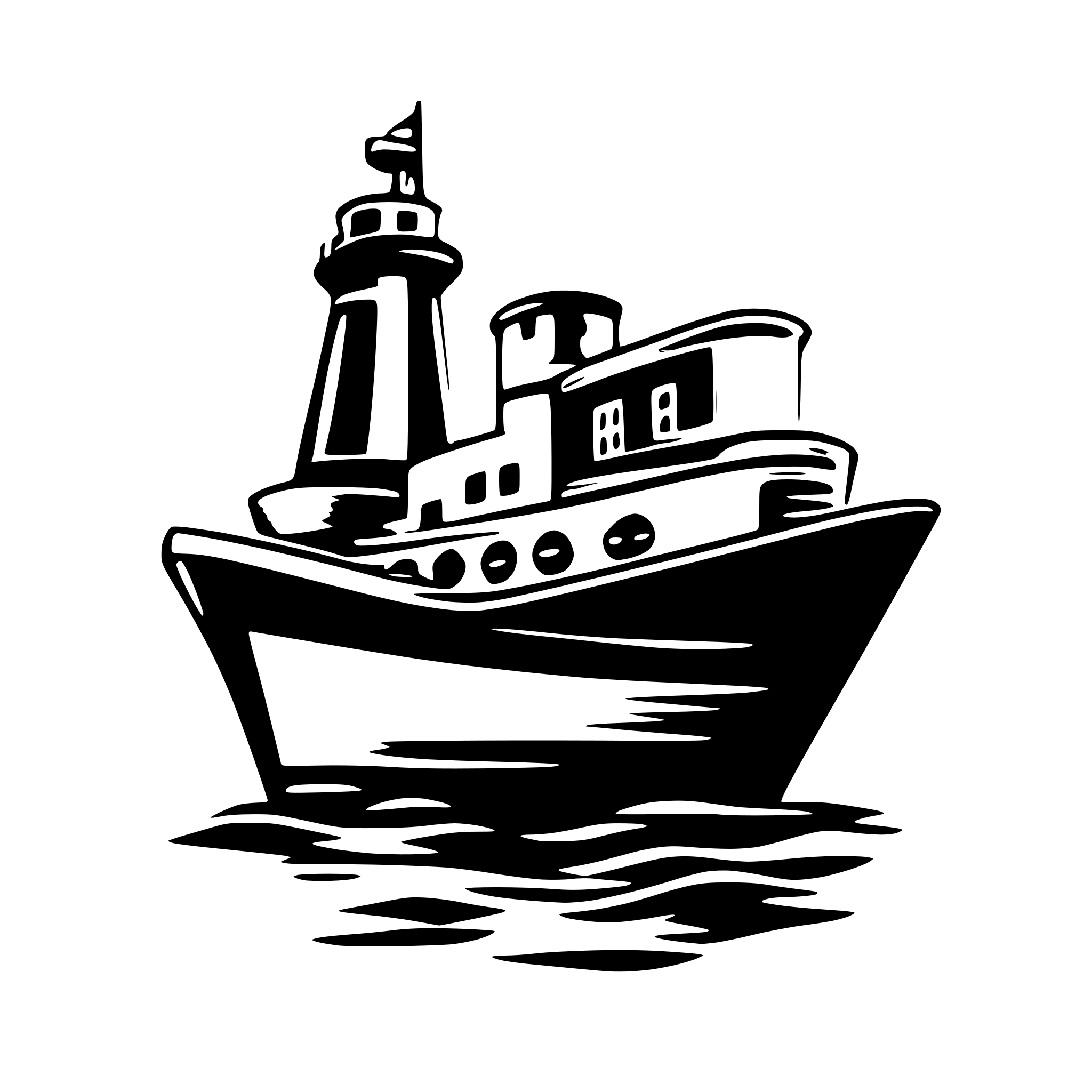 AI-generated SVG of a ship logo with lock like an encryption in blue cyan