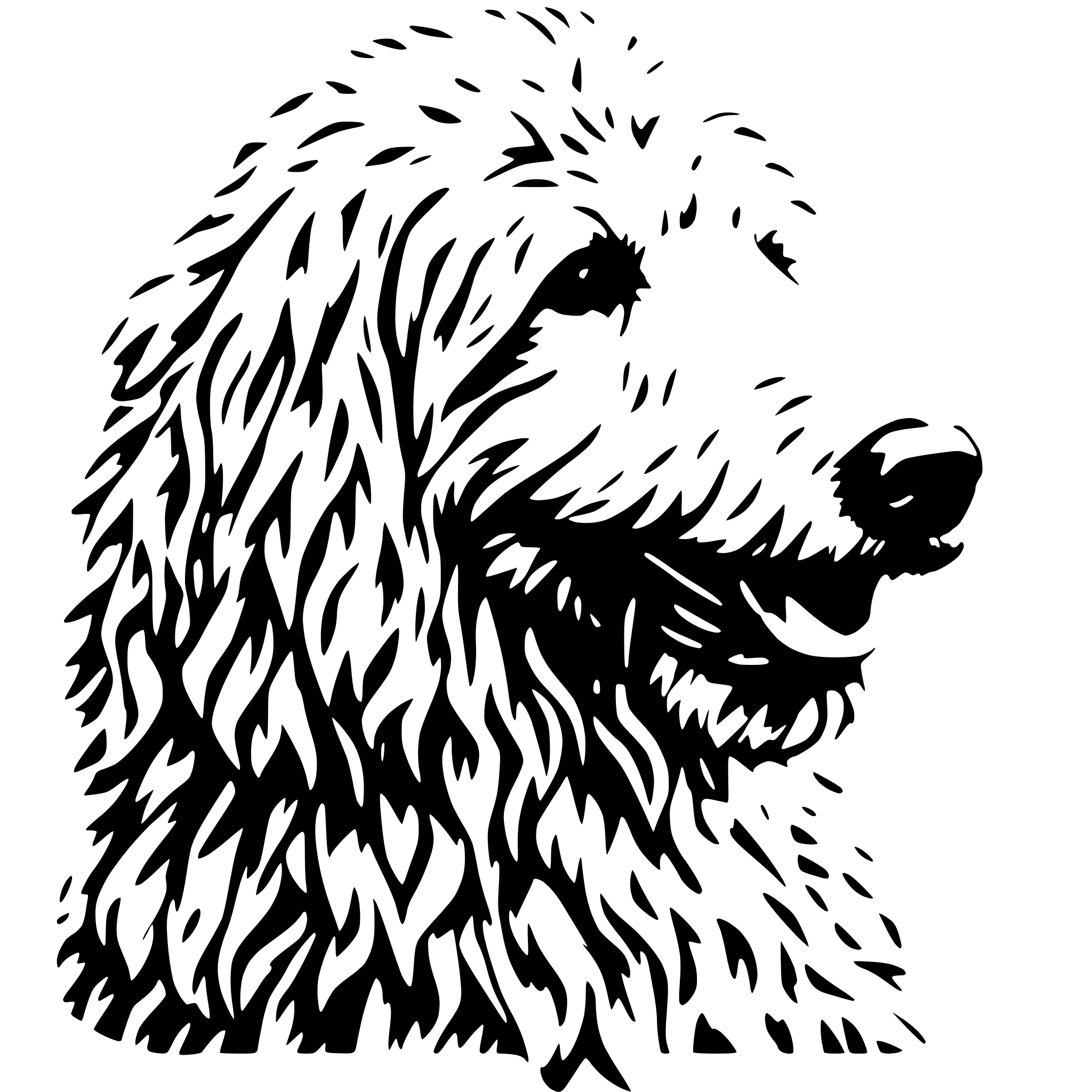 AI-generated SVG of a Komondor holding a large key