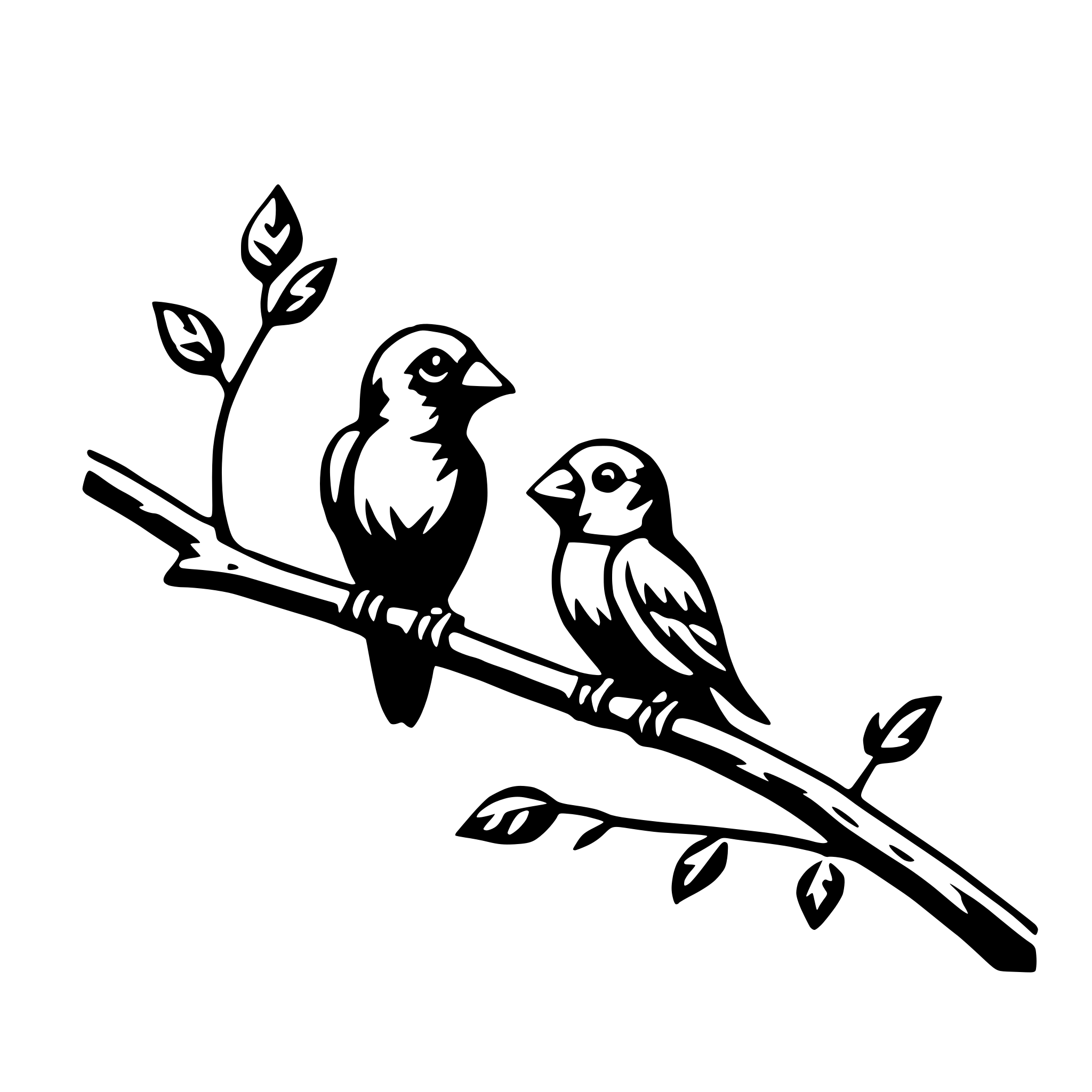 AI-generated SVG of 'lovebirds on a branch'
