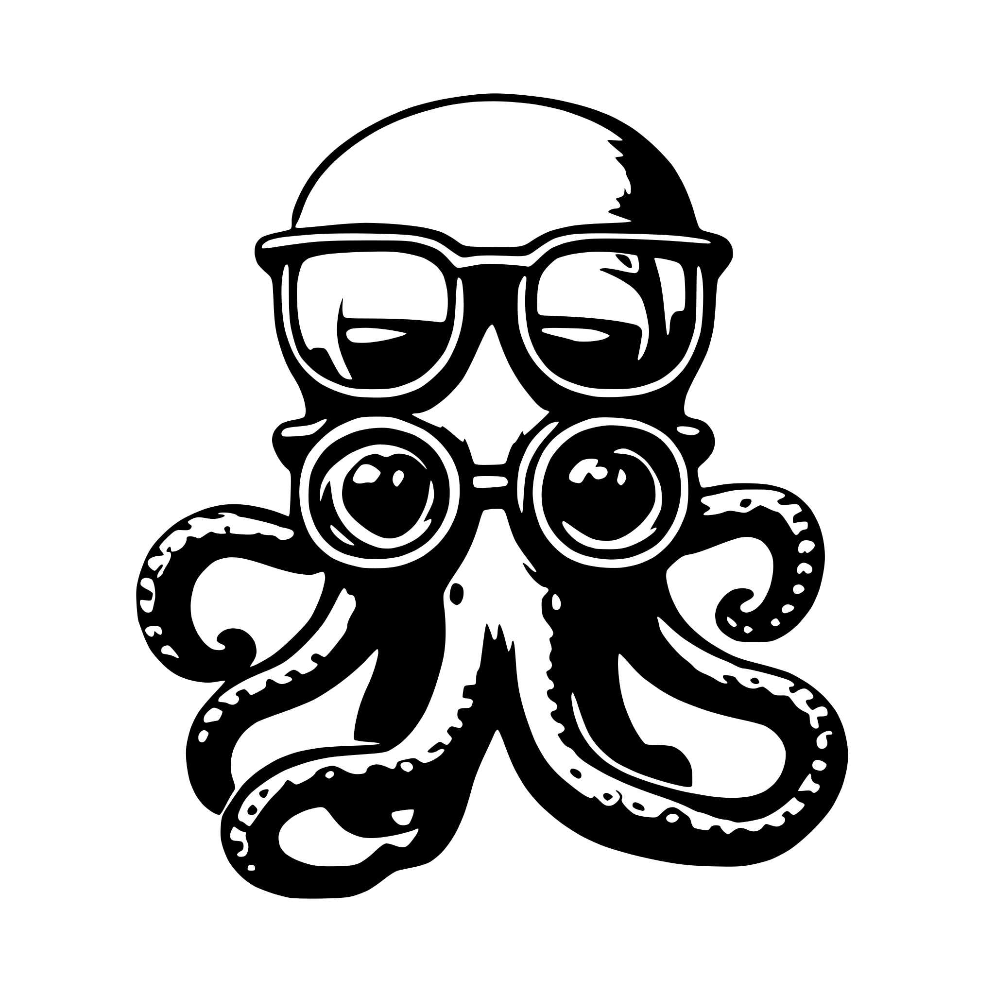 AI-generated SVG of a smart octopus in glasses