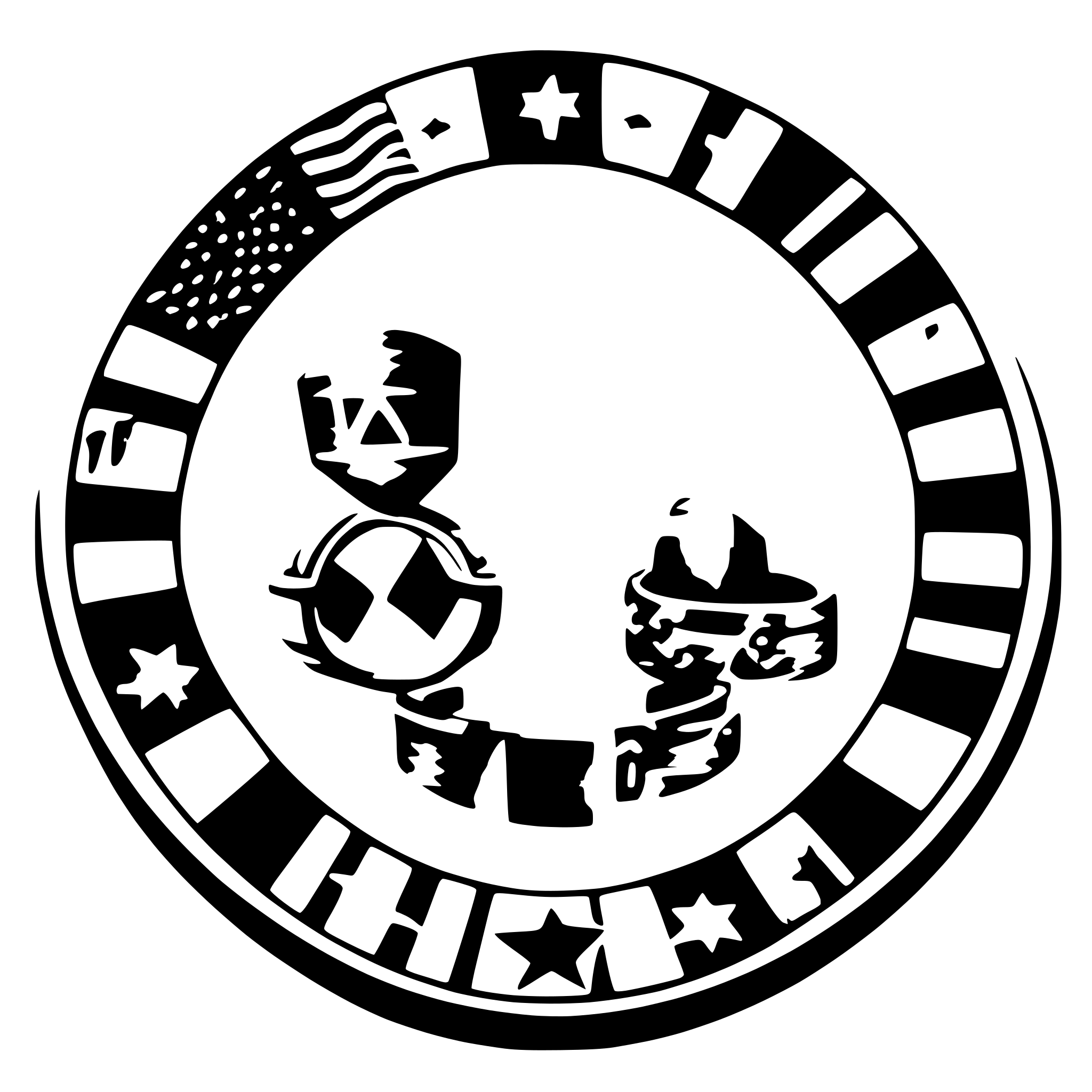 AI-generated SVG of a ring of flags, colorful