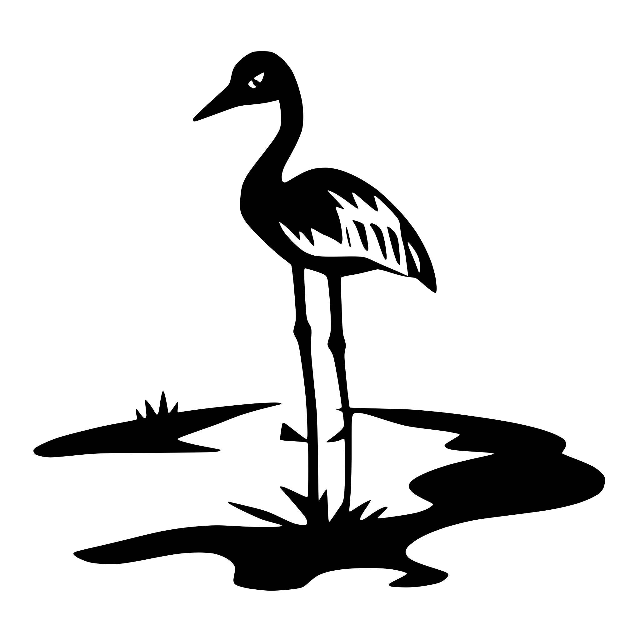 AI-generated SVG of 'crane standing in a pond'