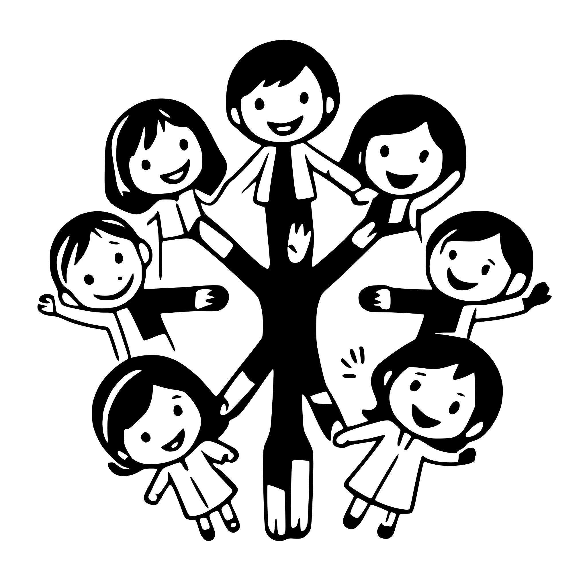 AI-generated SVG of '10 children holding hands and the world'