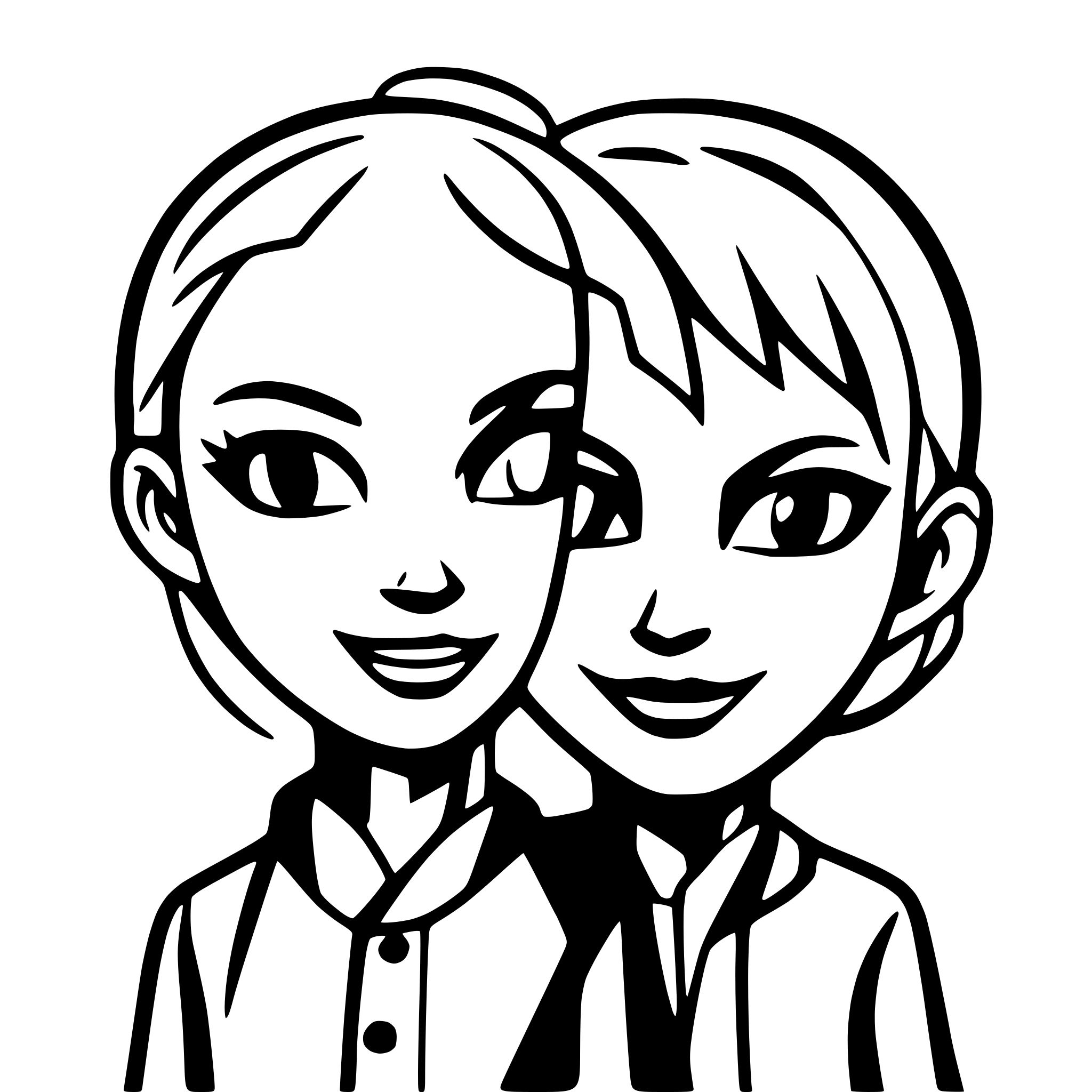 AI-generated SVG of a a Comedy Mask and a Tragedy Mask side by side