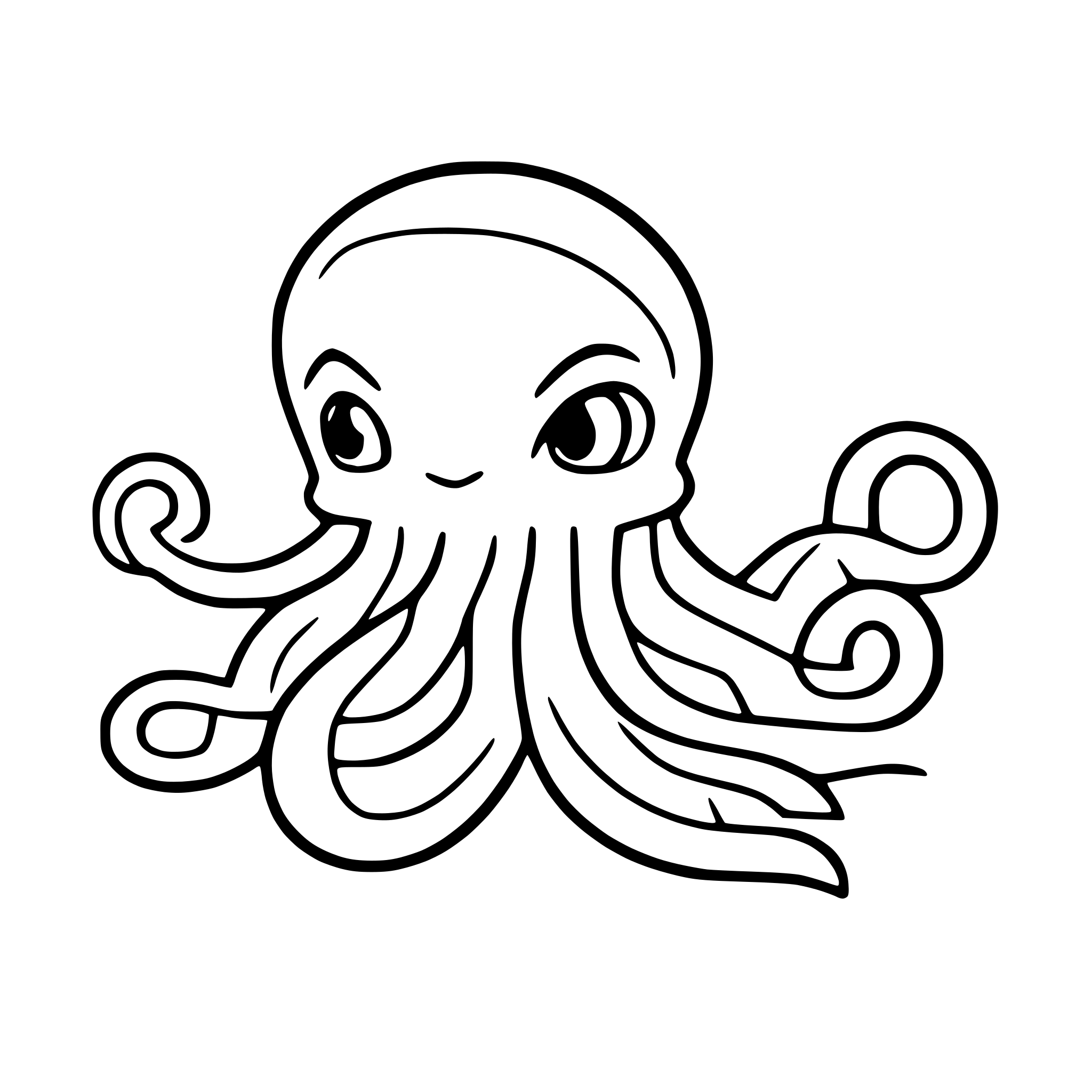 AI-generated SVG of 'octopus with tentacles spread'