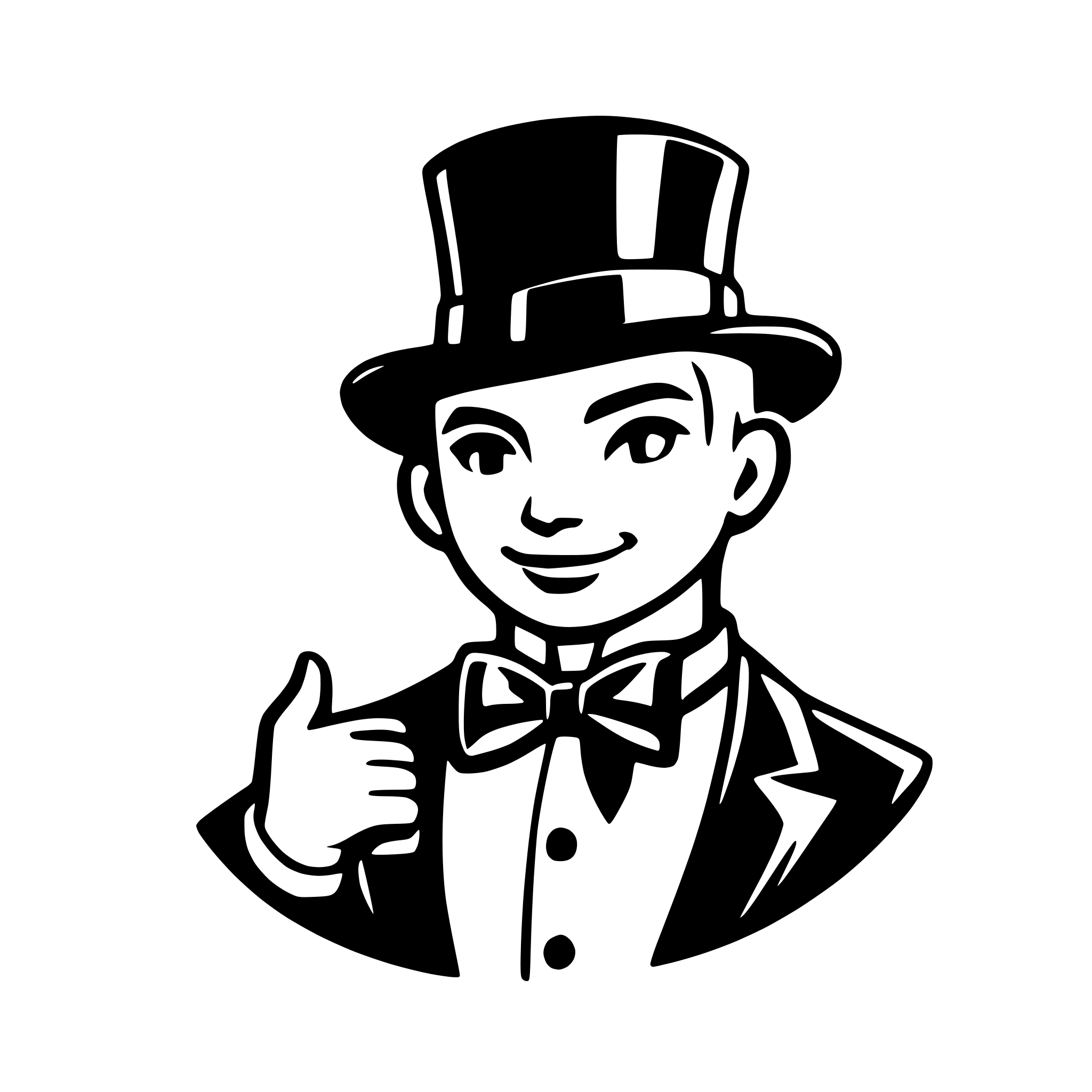 AI-generated SVG of 'the hand that removes the hat and bow tie'