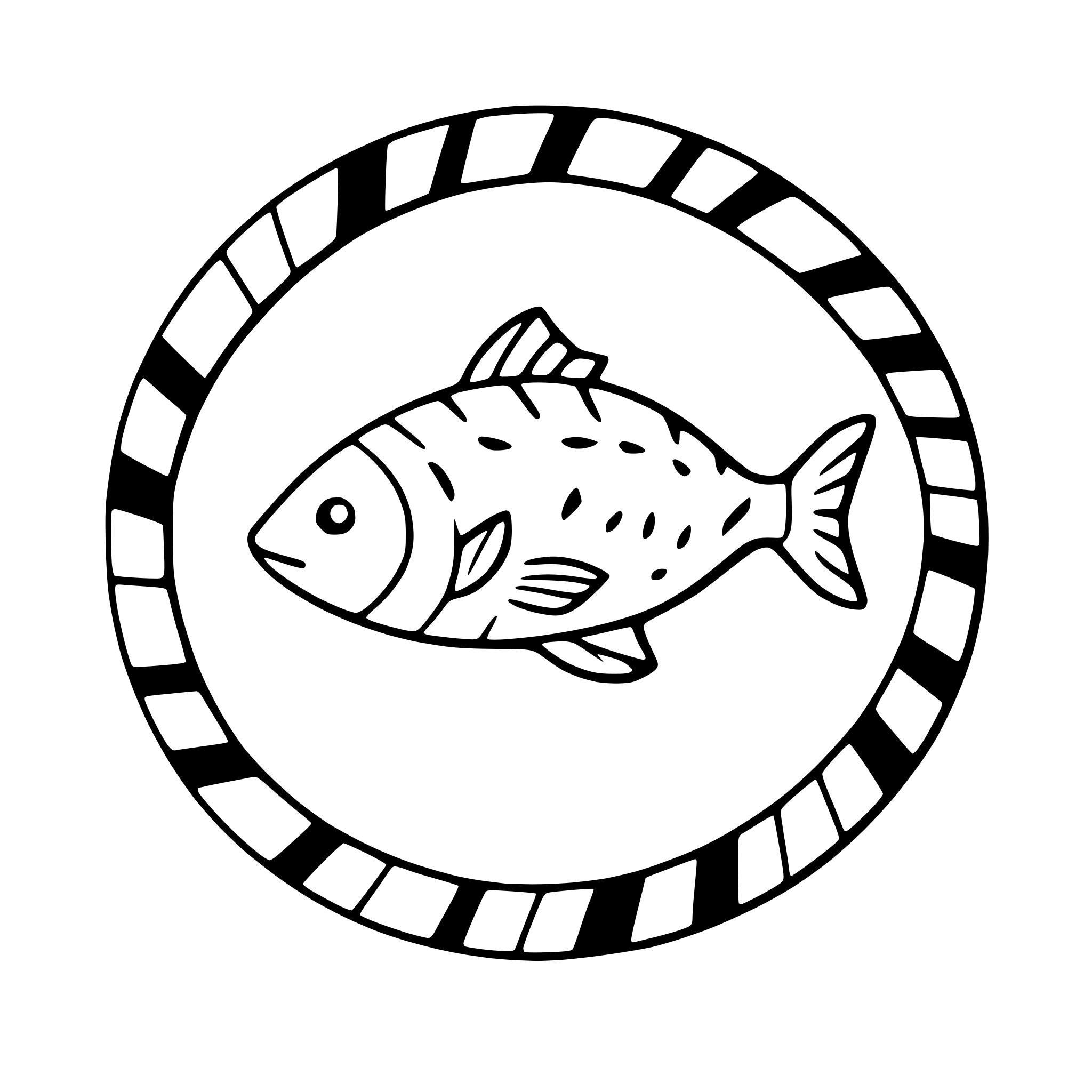 AI-generated SVG of a fish swimming in circular pattern
