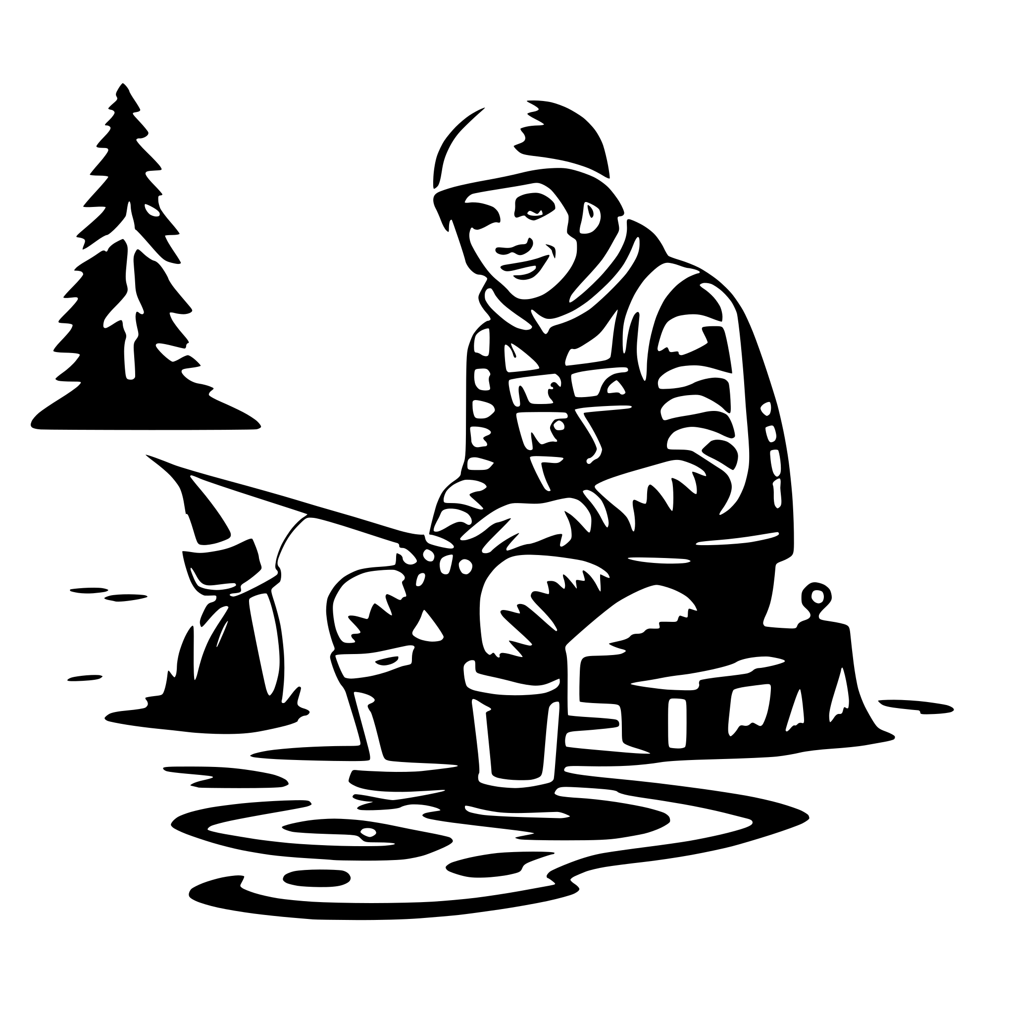 AI-generated SVG of 'Guy ice fishing'