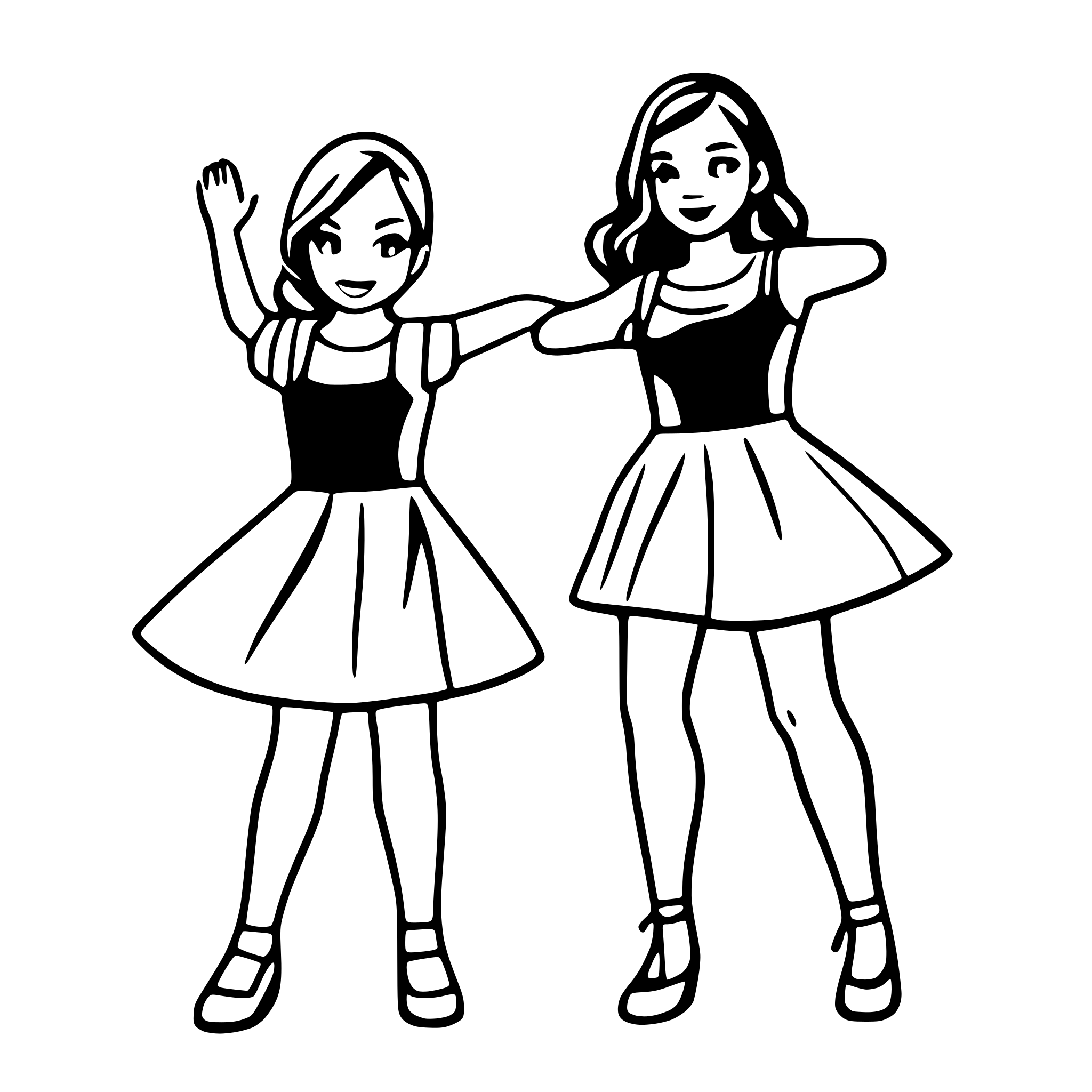 AI-generated SVG of 'two girls dancing'