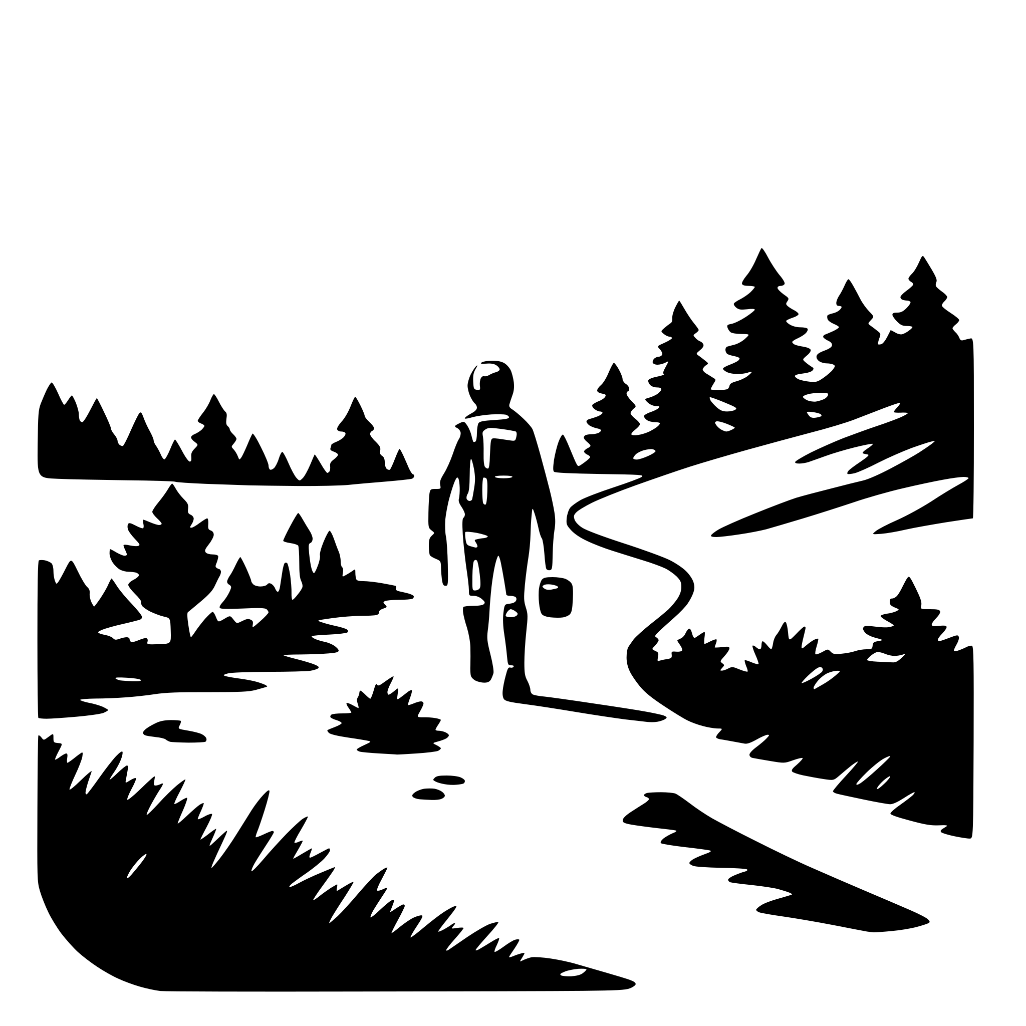 AI-generated SVG of a mountain hike