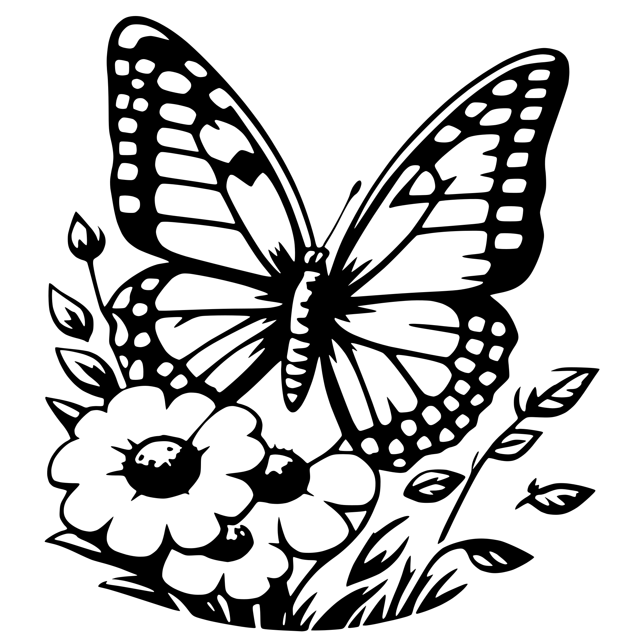 AI-generated SVG of 'butterfly and flowers'