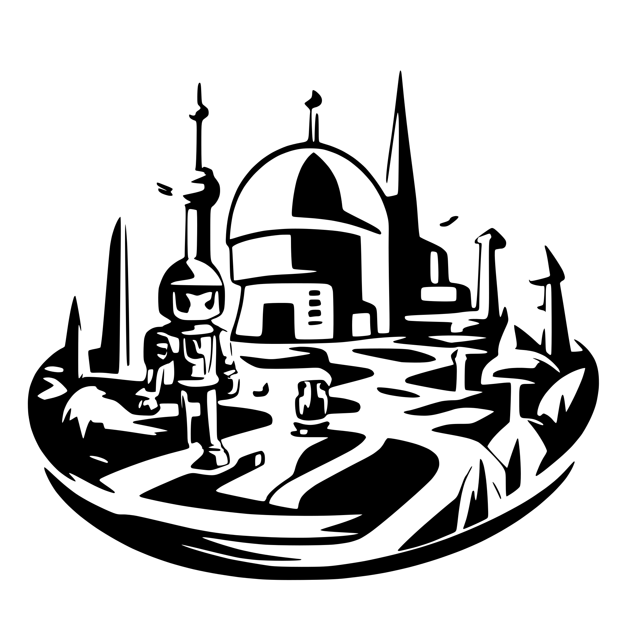 AI-generated SVG of a Futuristic Landscape with robots, kid's paradise