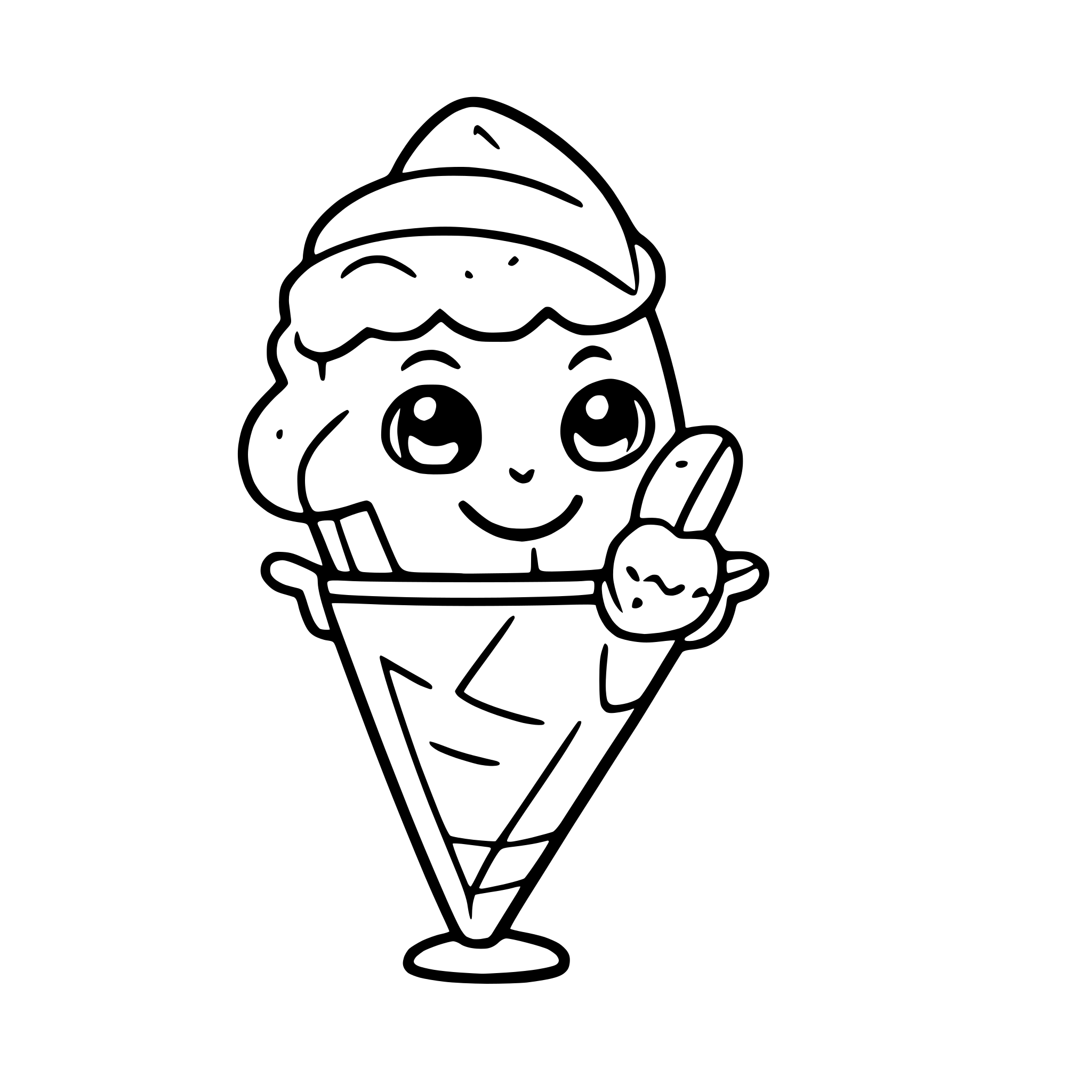AI-generated SVG of a a cheerful octopus holding ice cream cones in each tentacle AI-generated SVG of a a cheerful octopus holding ice cream cones in each tentacle