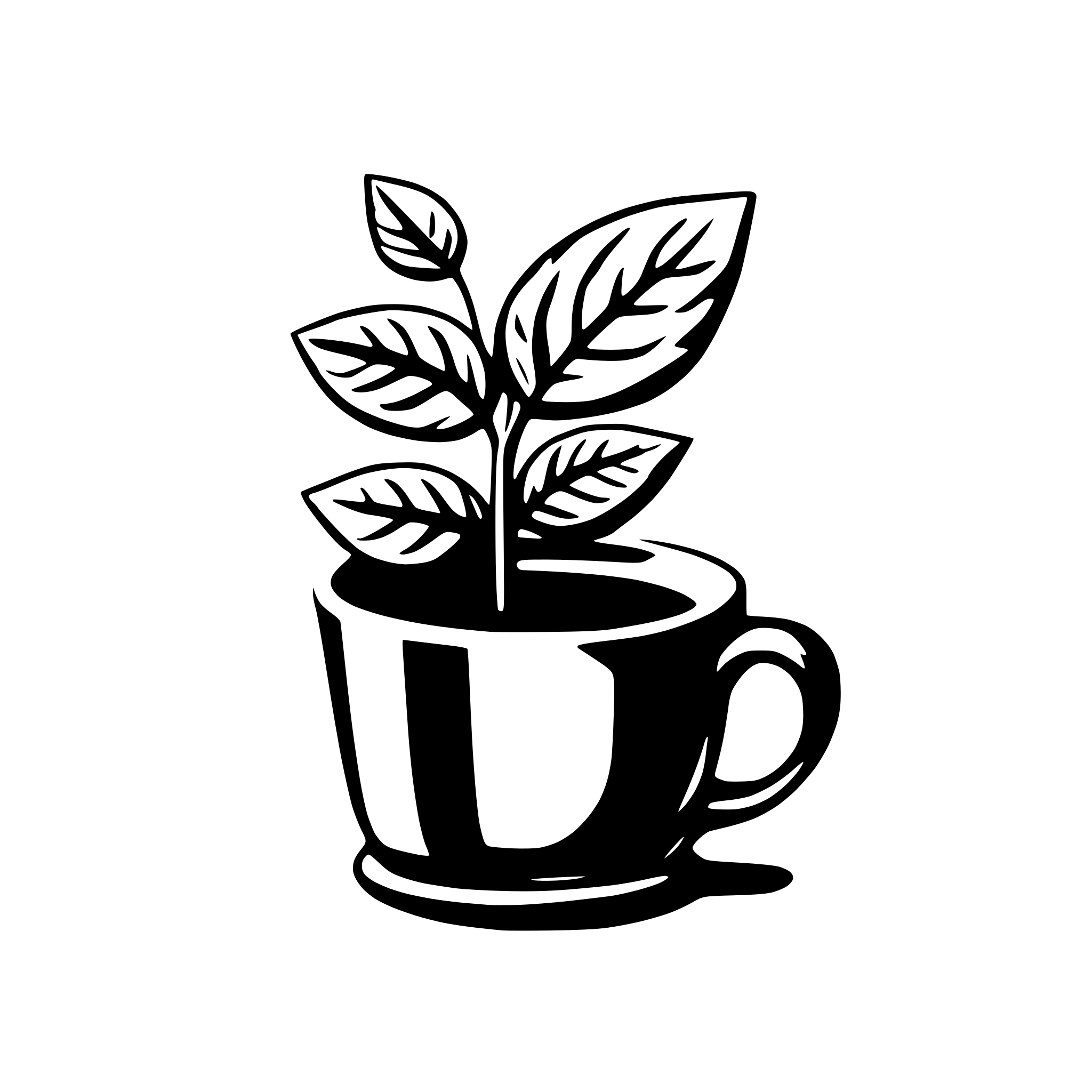 AI-generated SVG of 'coffee mug with a mint leaf on its side'