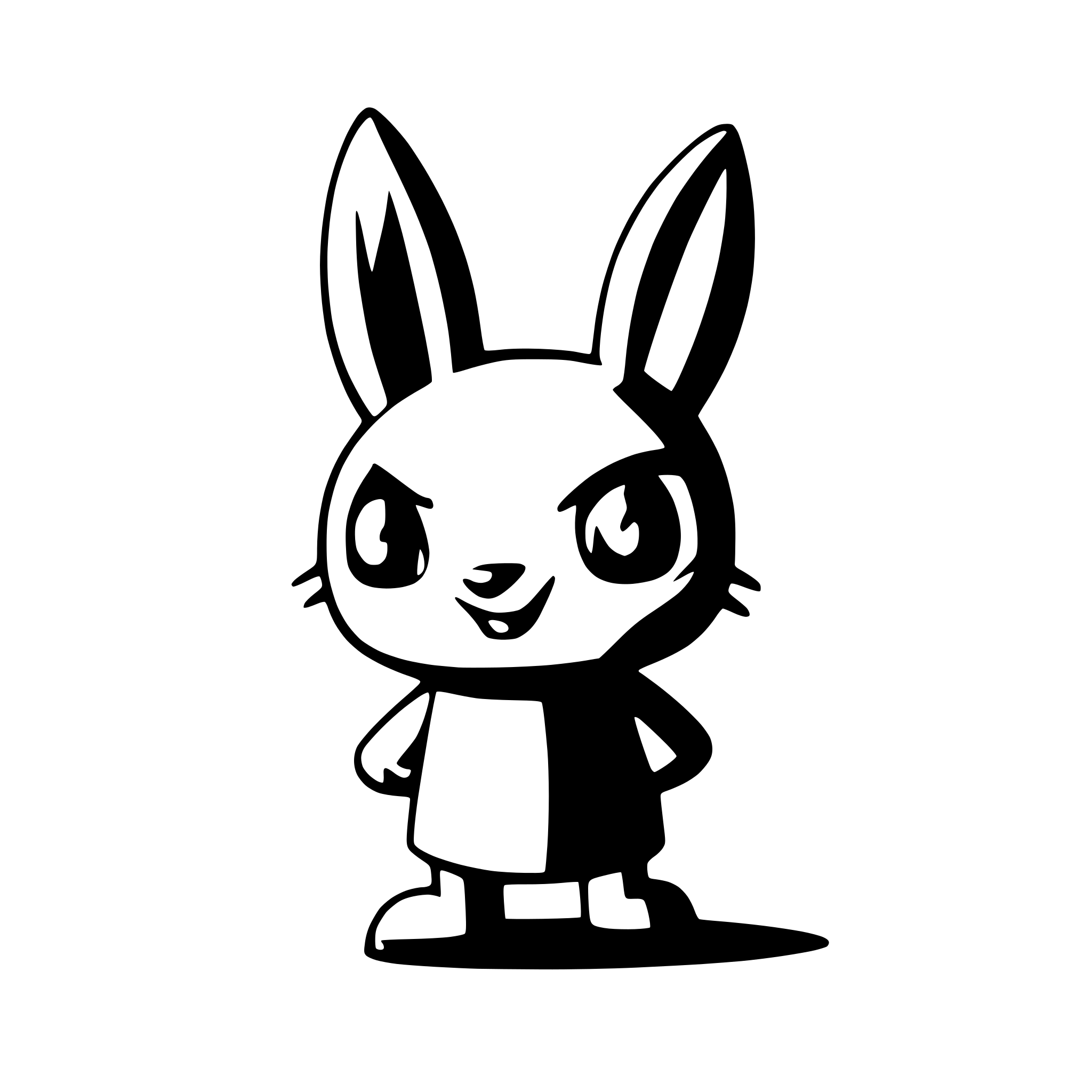 AI-generated SVG of 'angry black cartoon rabbit'