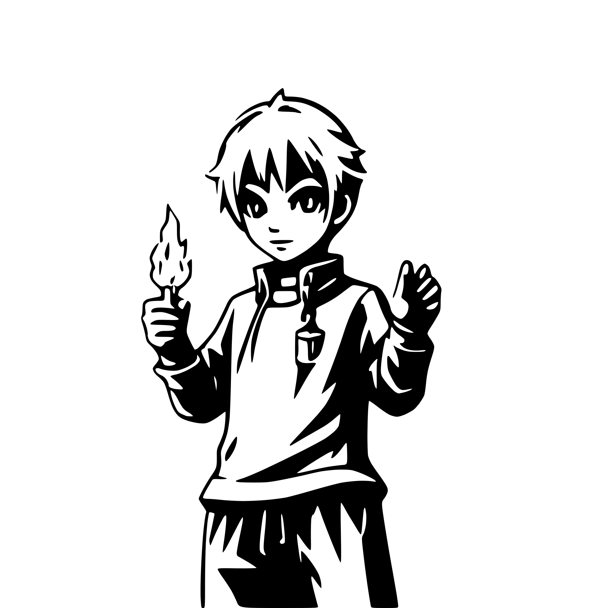 AI-generated SVG of a boy summoning fireball