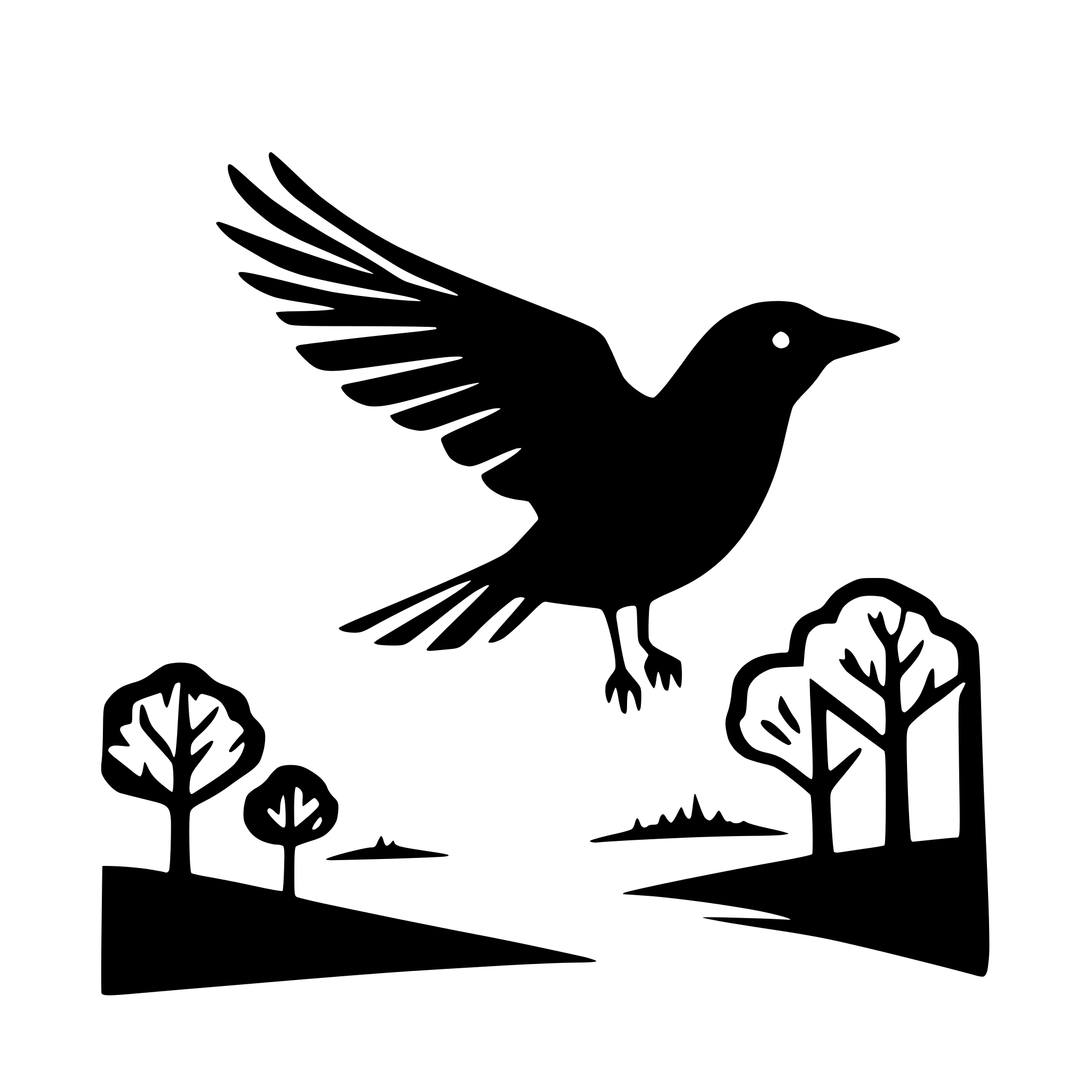 AI-generated SVG of 'crow flying across a sunset'