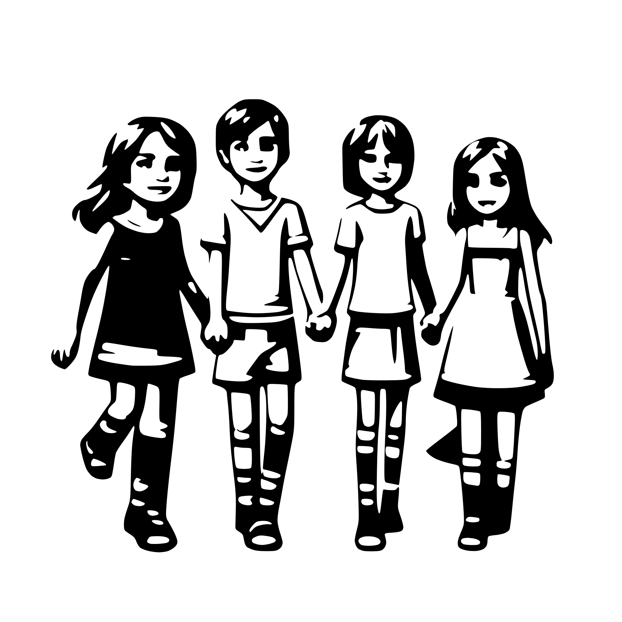AI-generated SVG of a boys and girls forming a line and holding hands