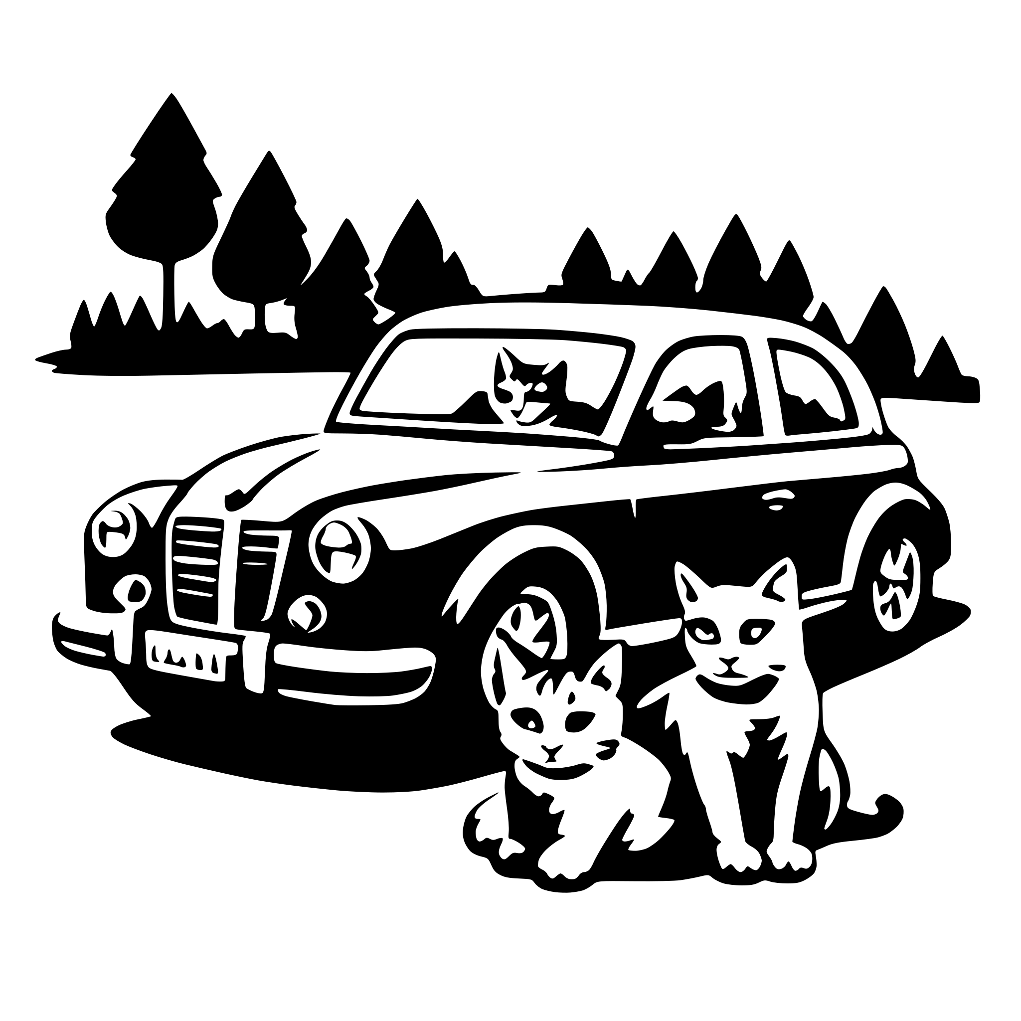 AI-generated SVG of 'car with cats'