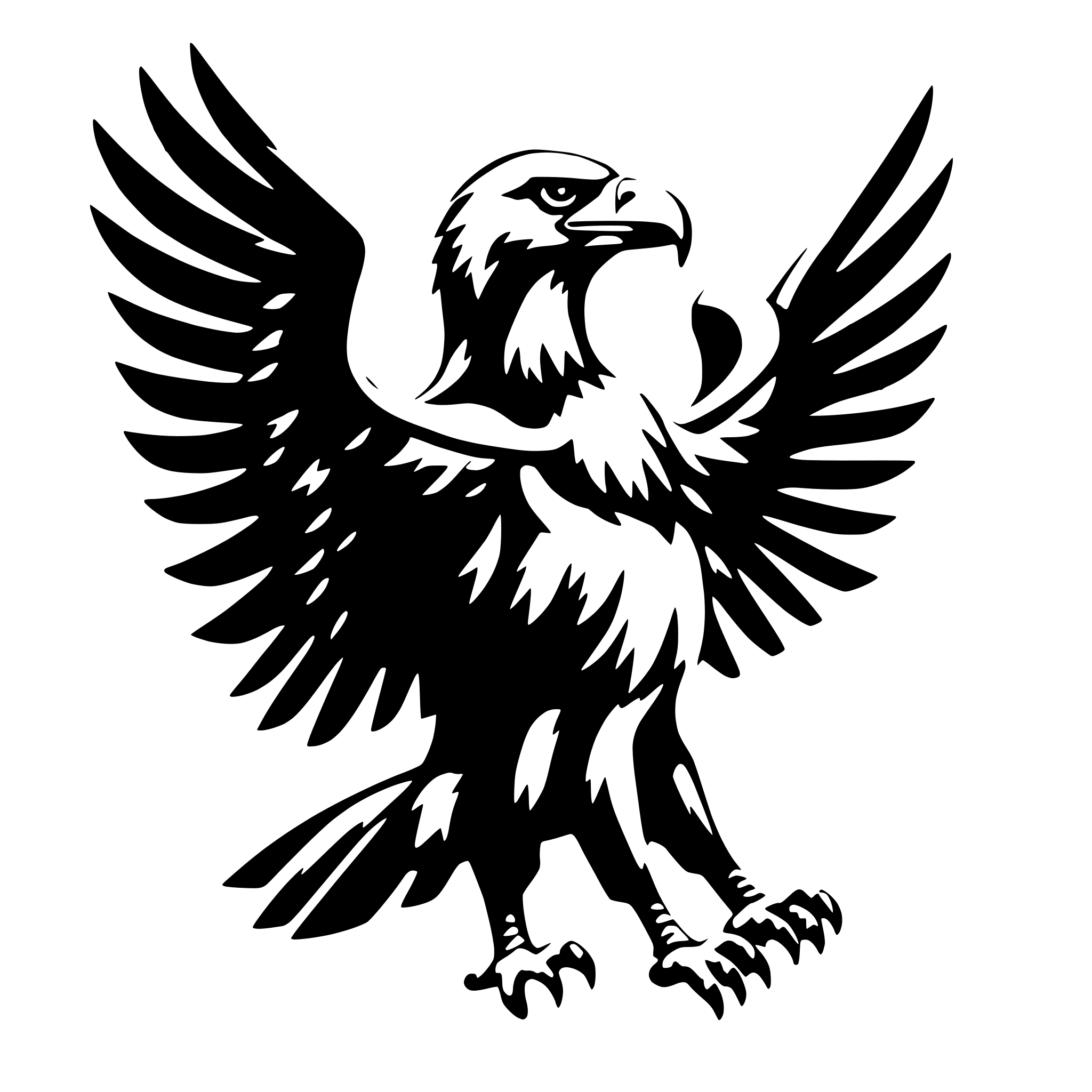 AI-generated SVG of a eagle from front looking right with wings spread
