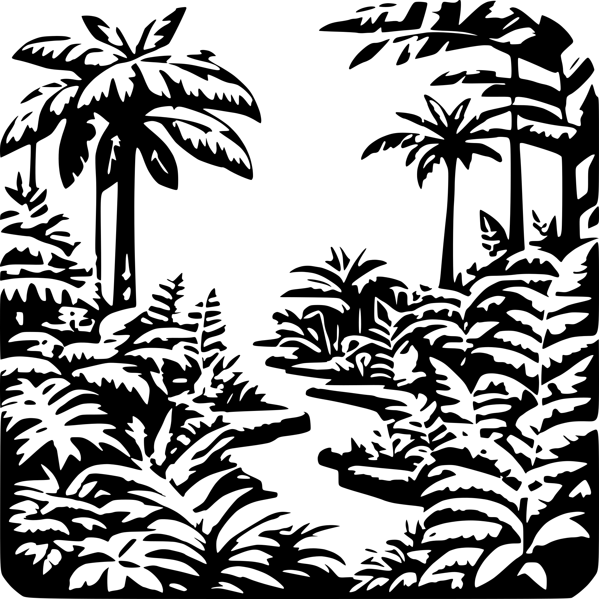 Jungle Tree Icon SVG Bundle for 'jungle trees, ferns, and vines with multiple layers of ...