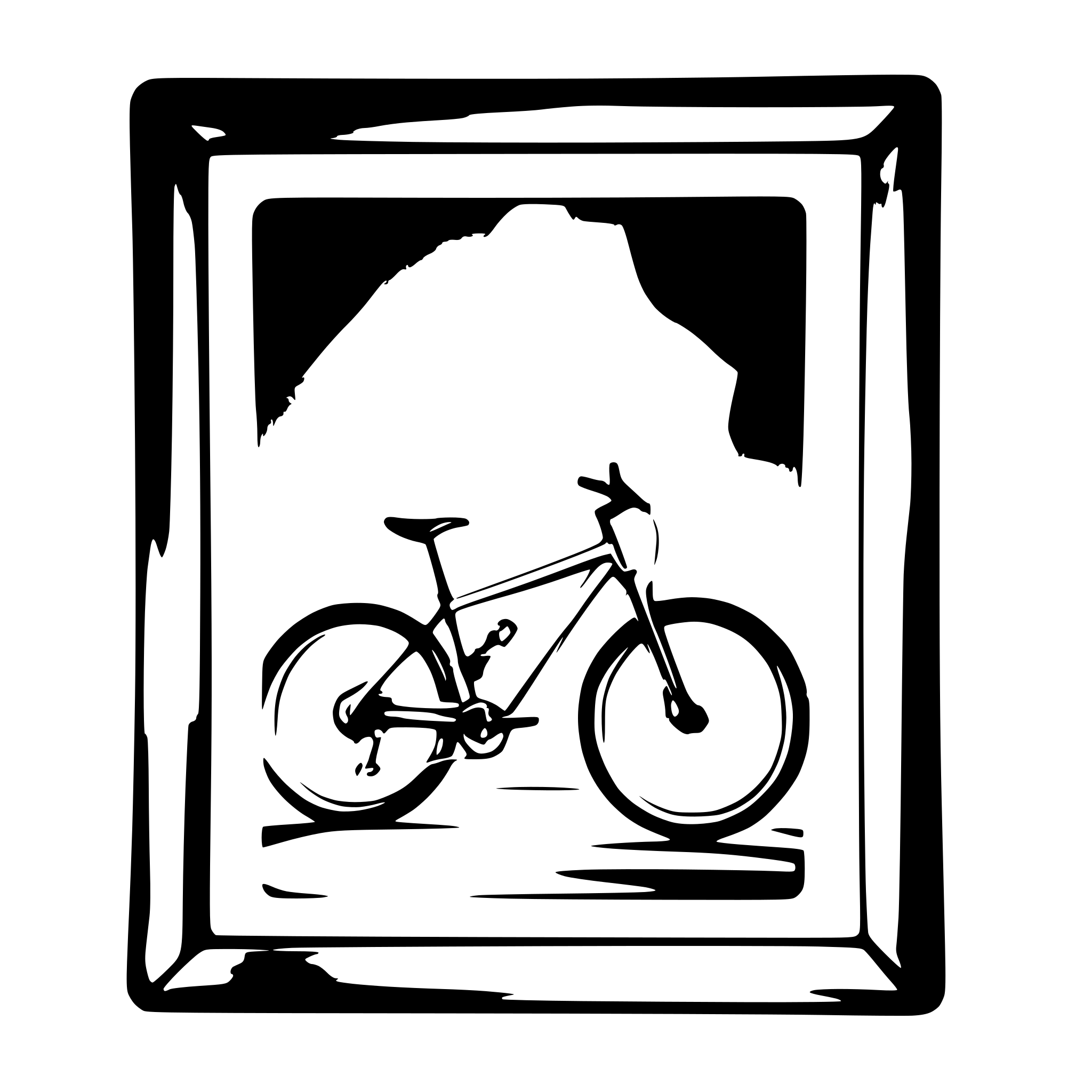 AI-generated SVG of a mountainbike sticking out of a picture frame