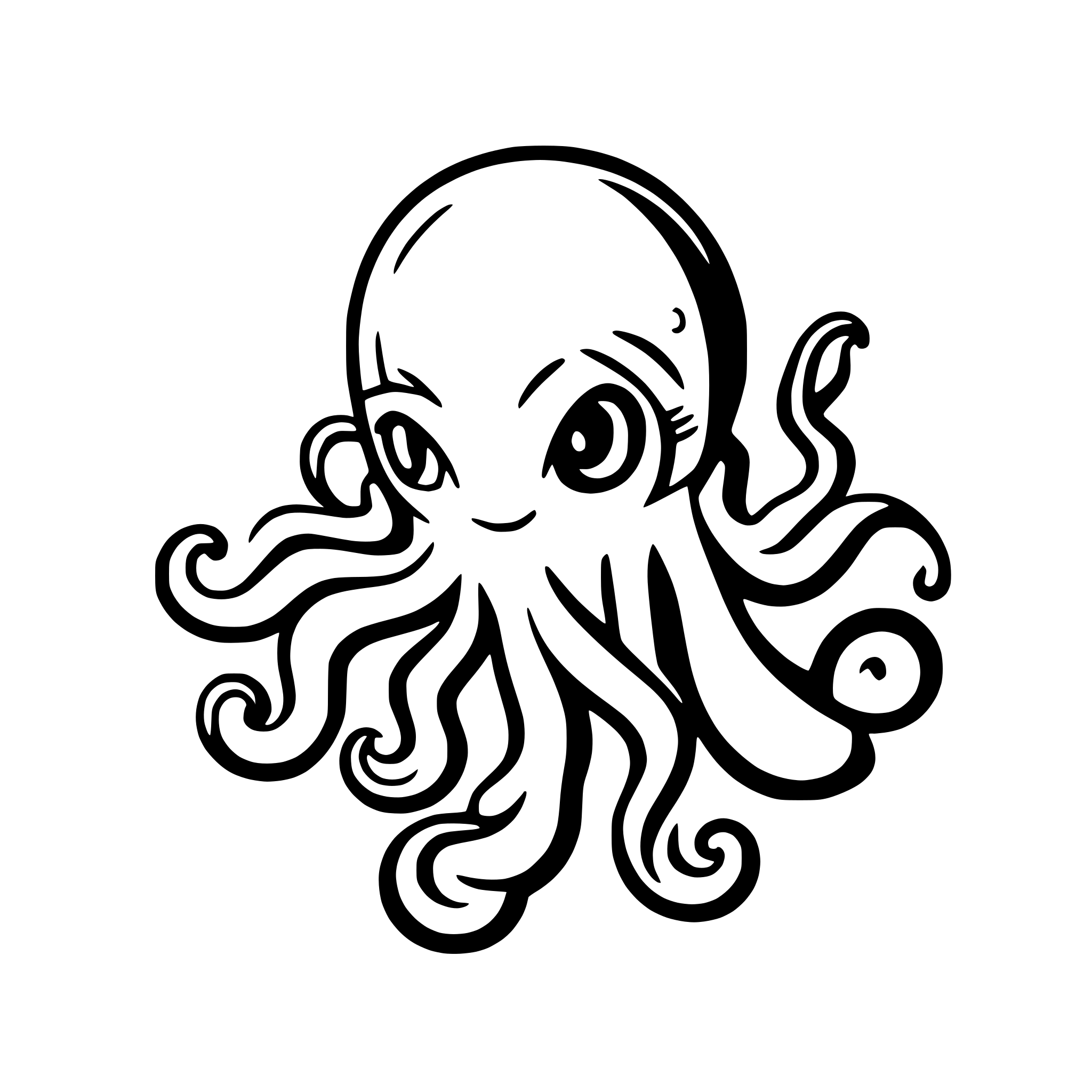 AI-generated SVG of 'tako luka (Megurine Luka octopus) as a very simple svg style use for logo inspired by Mangadex logo'