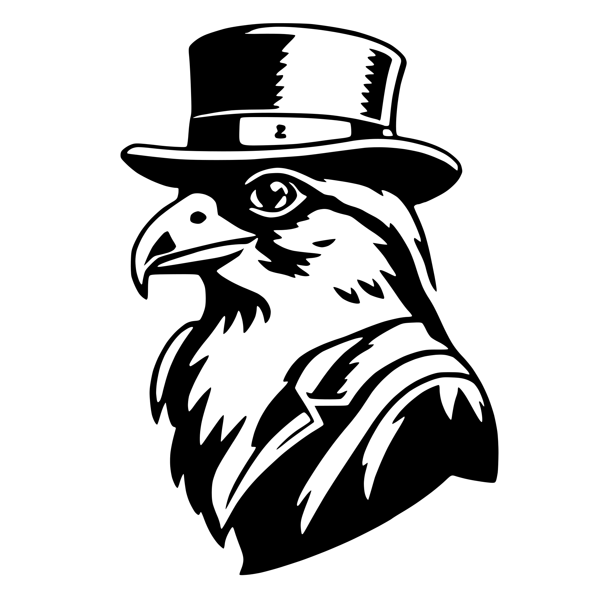 AI-generated SVG of a falcon with fedora
