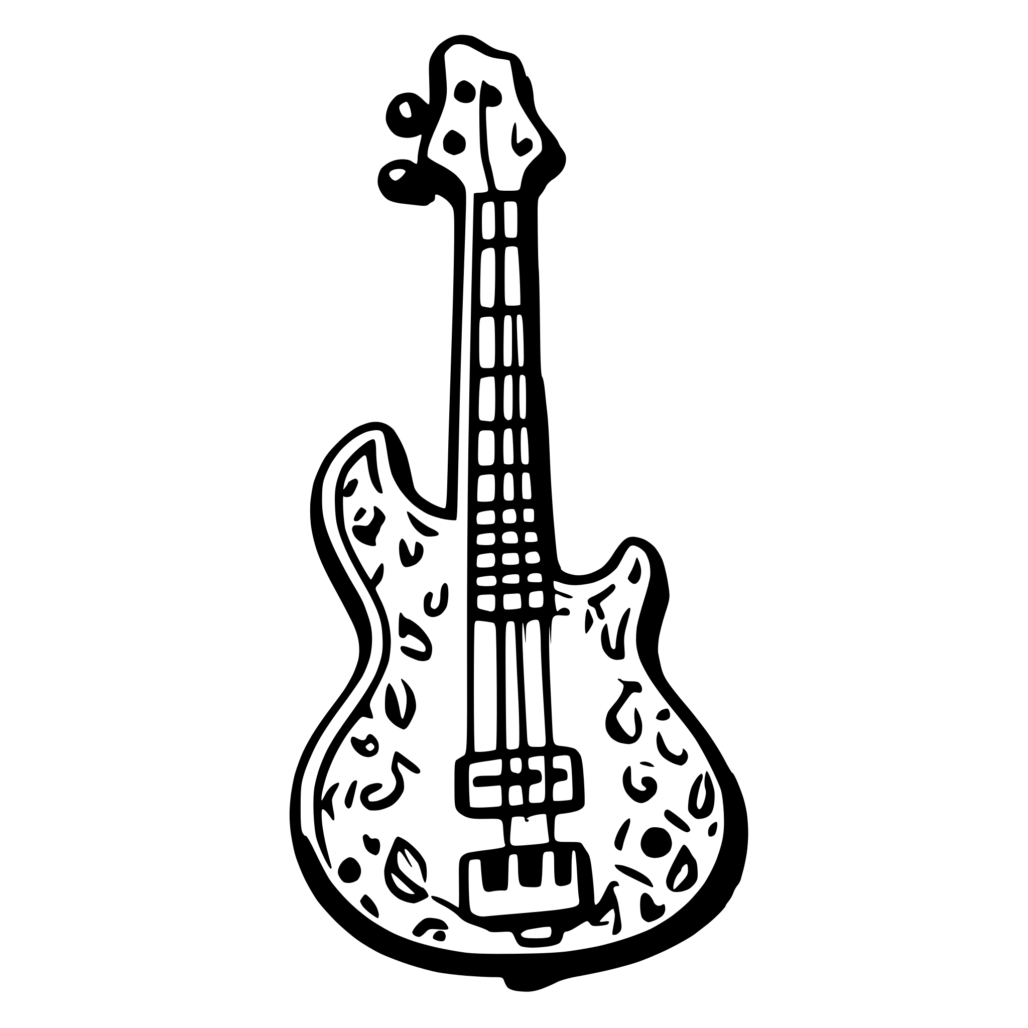 AI-generated SVG of 'an old bass guitar'