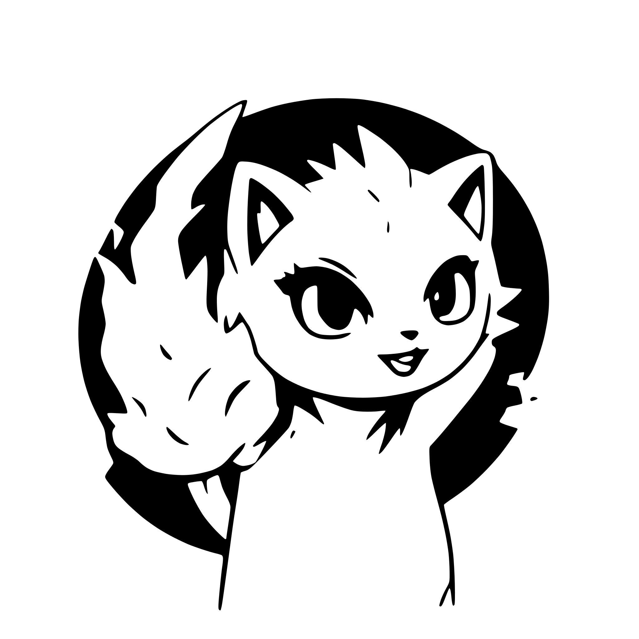 AI-generated SVG of a Cute, long-haired white cat with glasses firing a fireball