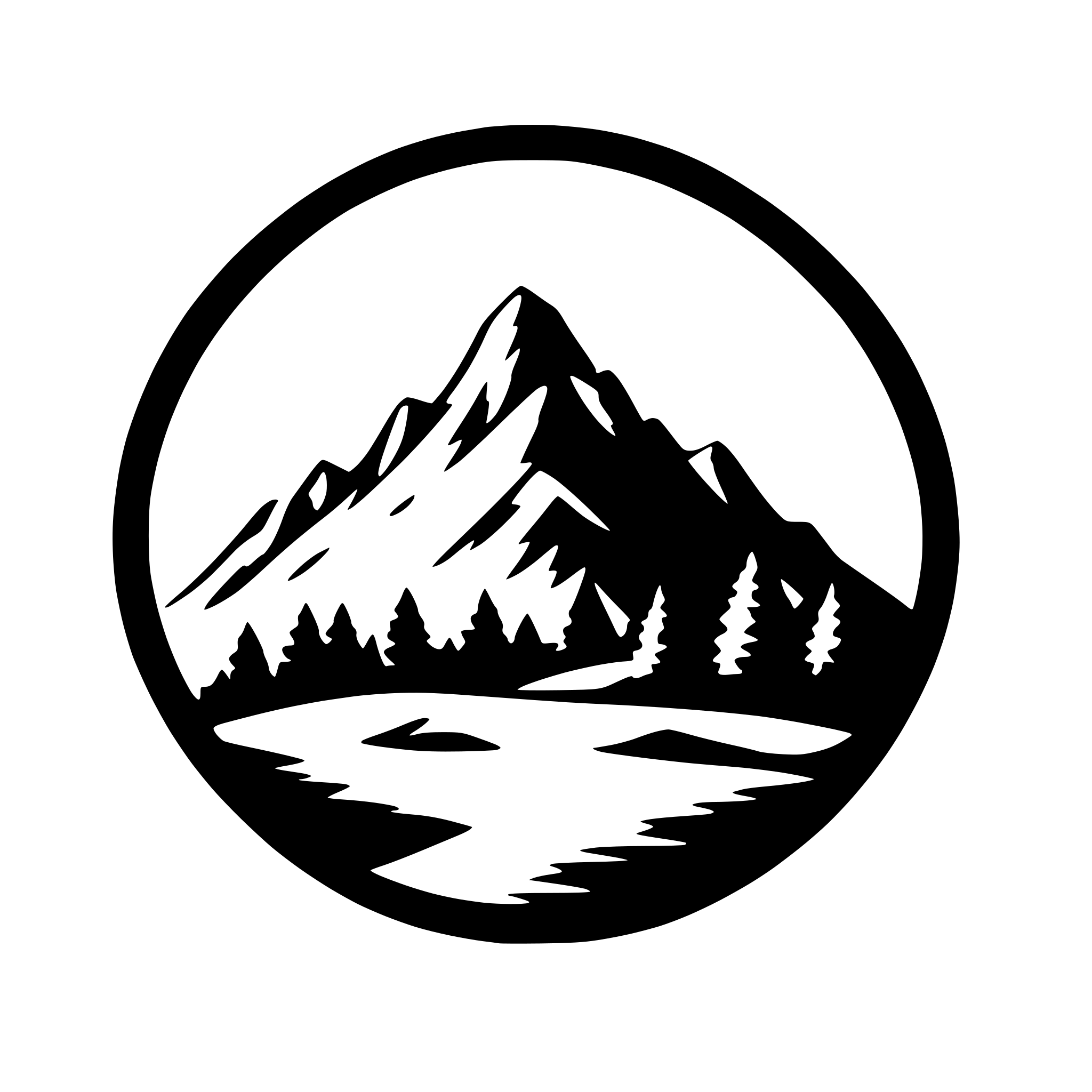 AI-generated SVG of a Mountainscape in a circle