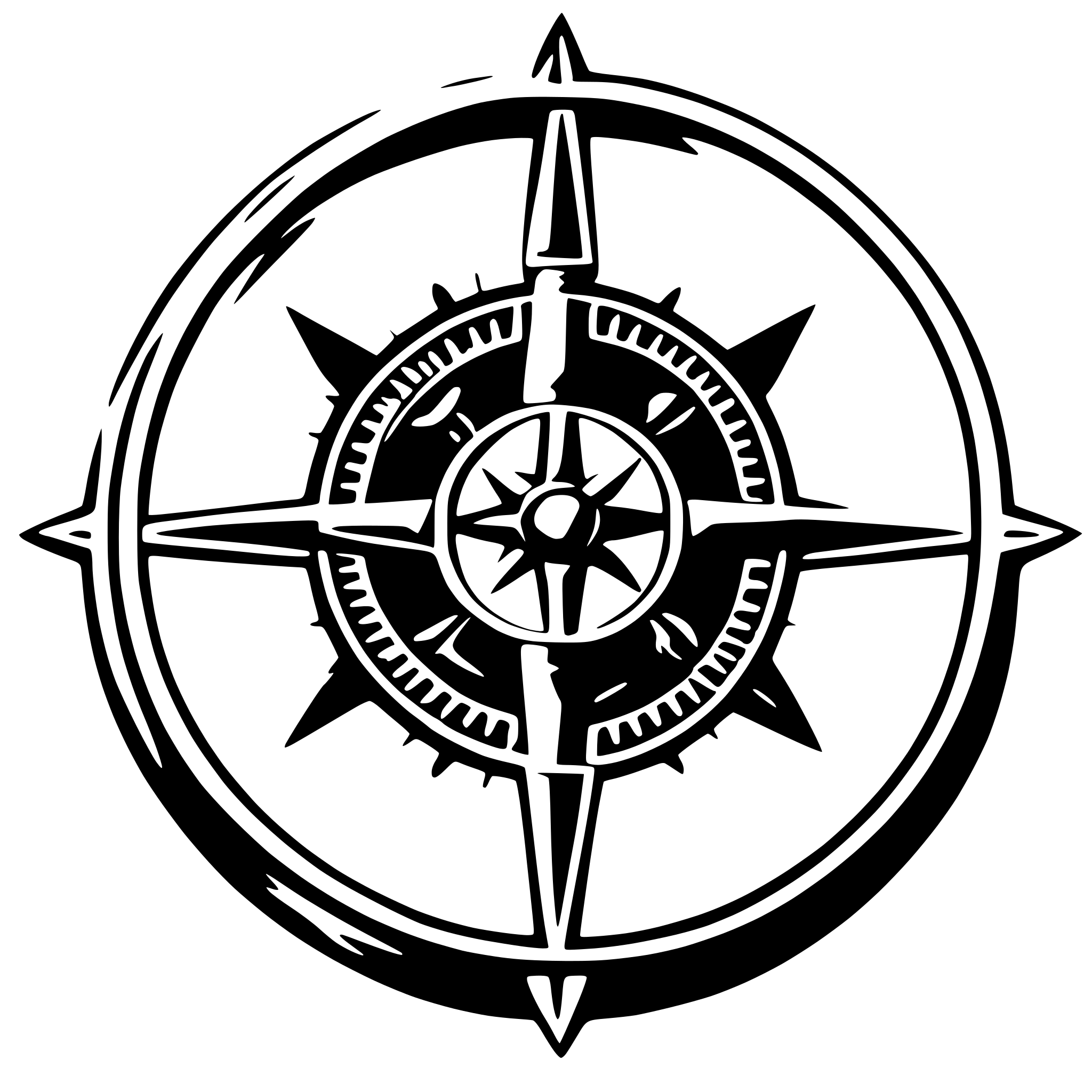 AI-generated SVG of a square globe inside a compass