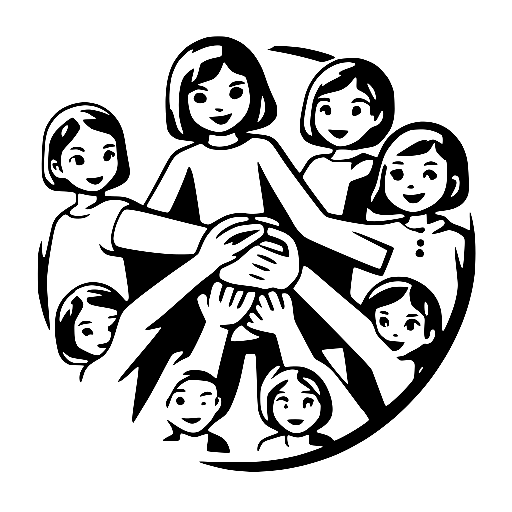AI-generated SVG of a 12 Children holdng hands
