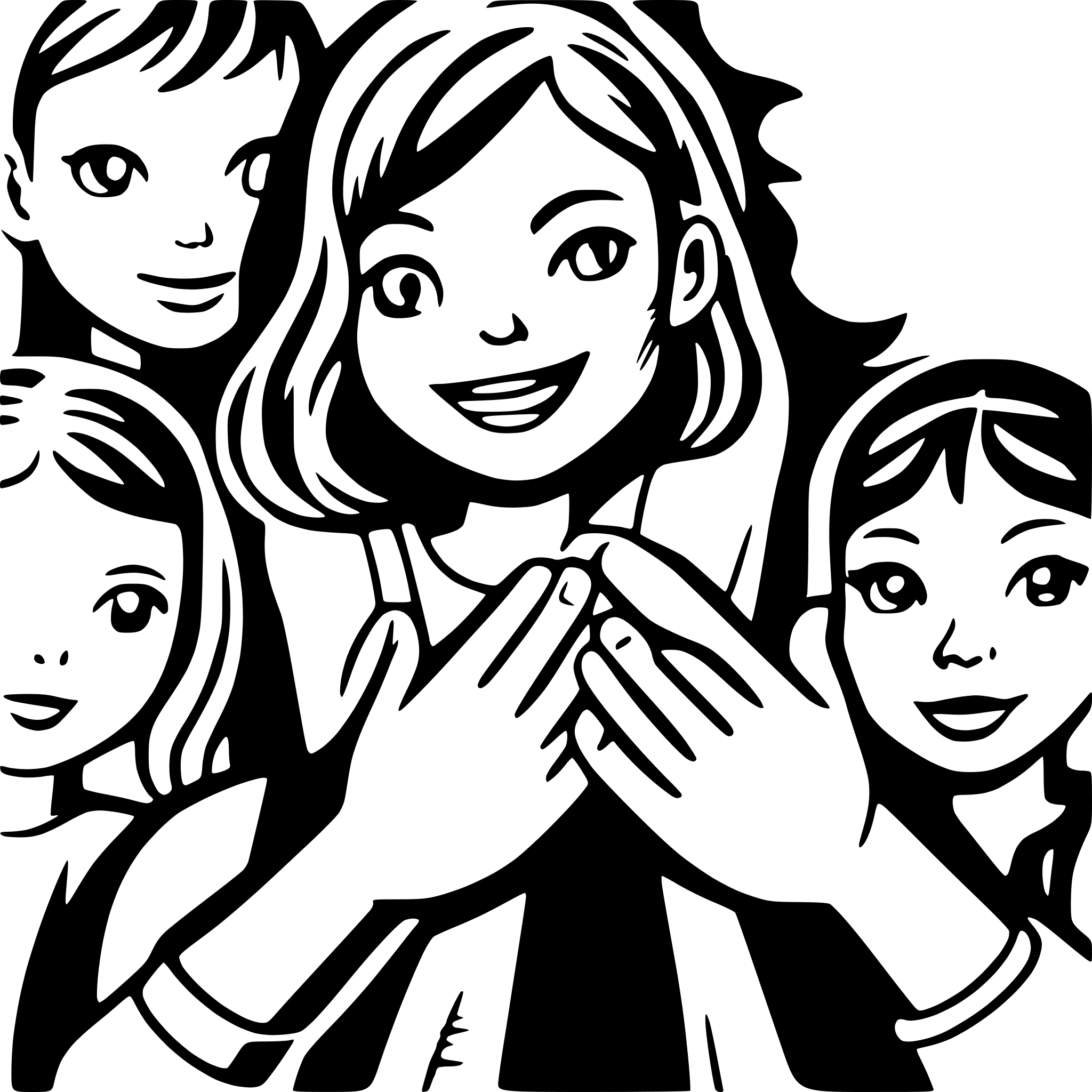 AI-generated SVG of a many childsren who holding on their hands