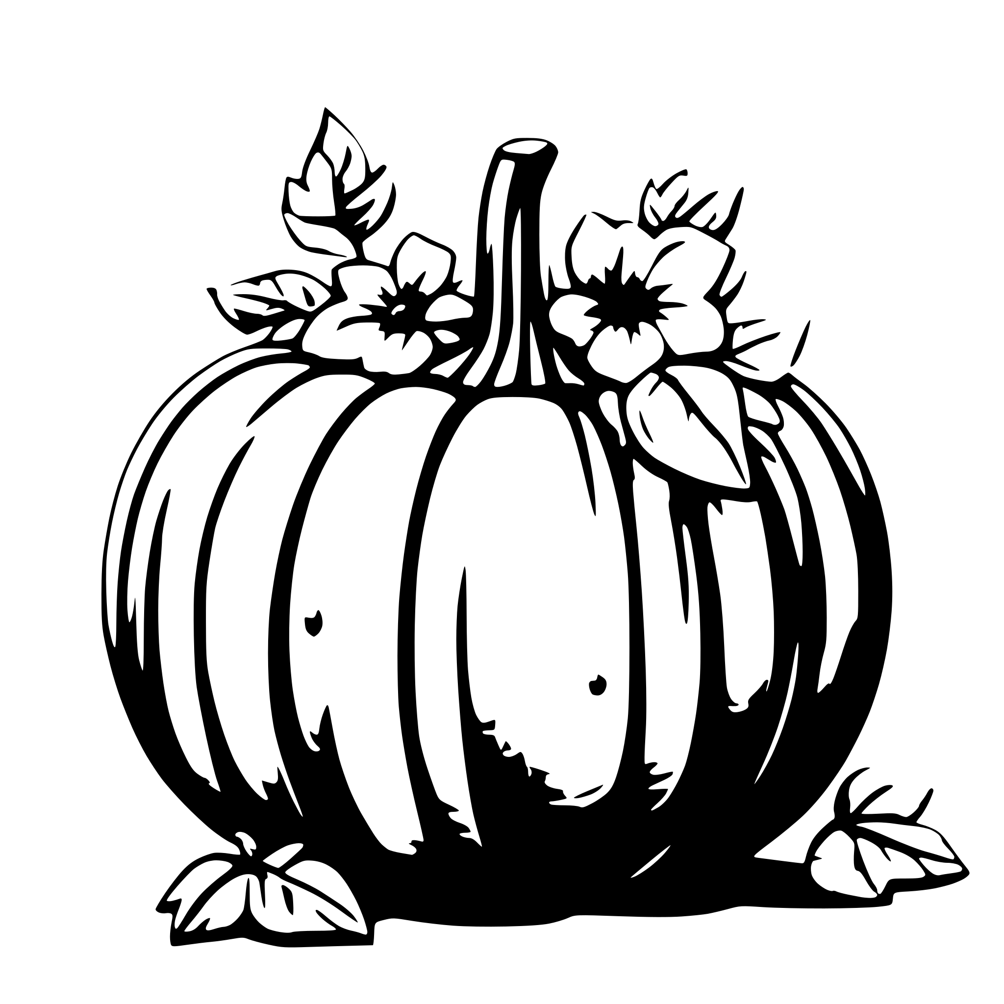 AI-generated SVG of a pumpkin with flowers