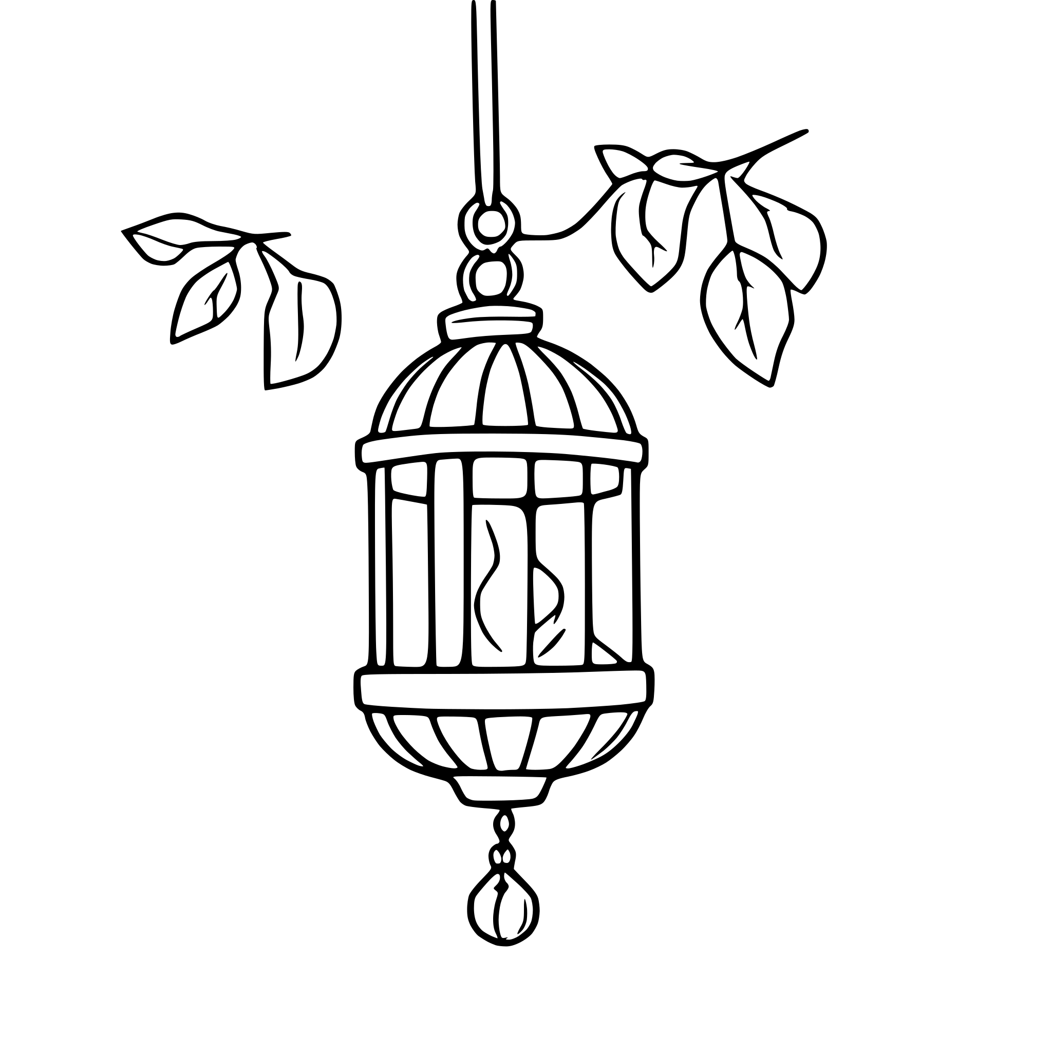 AI-generated SVG of a lantern with hanging vines