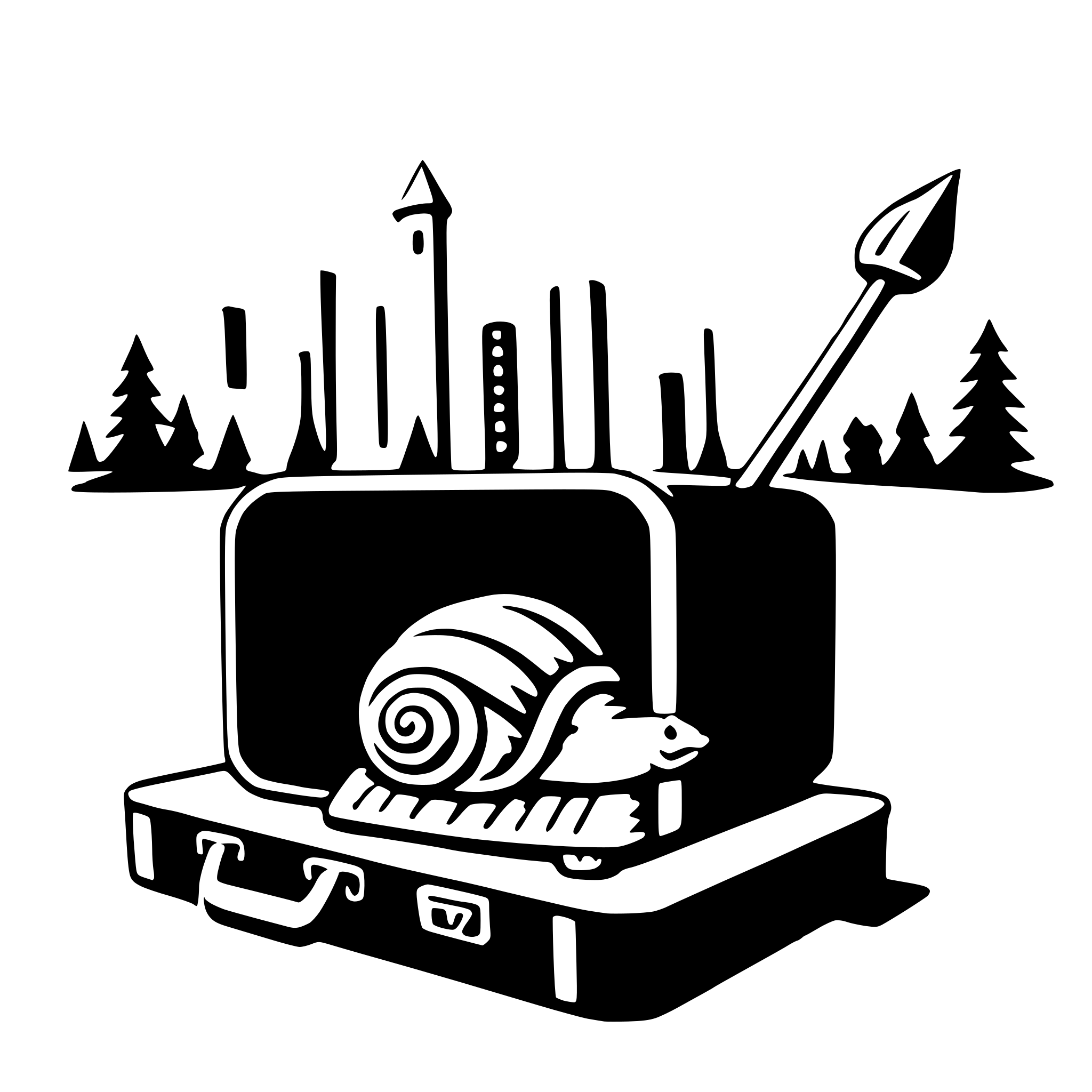 AI-generated SVG of a snail with suitcase