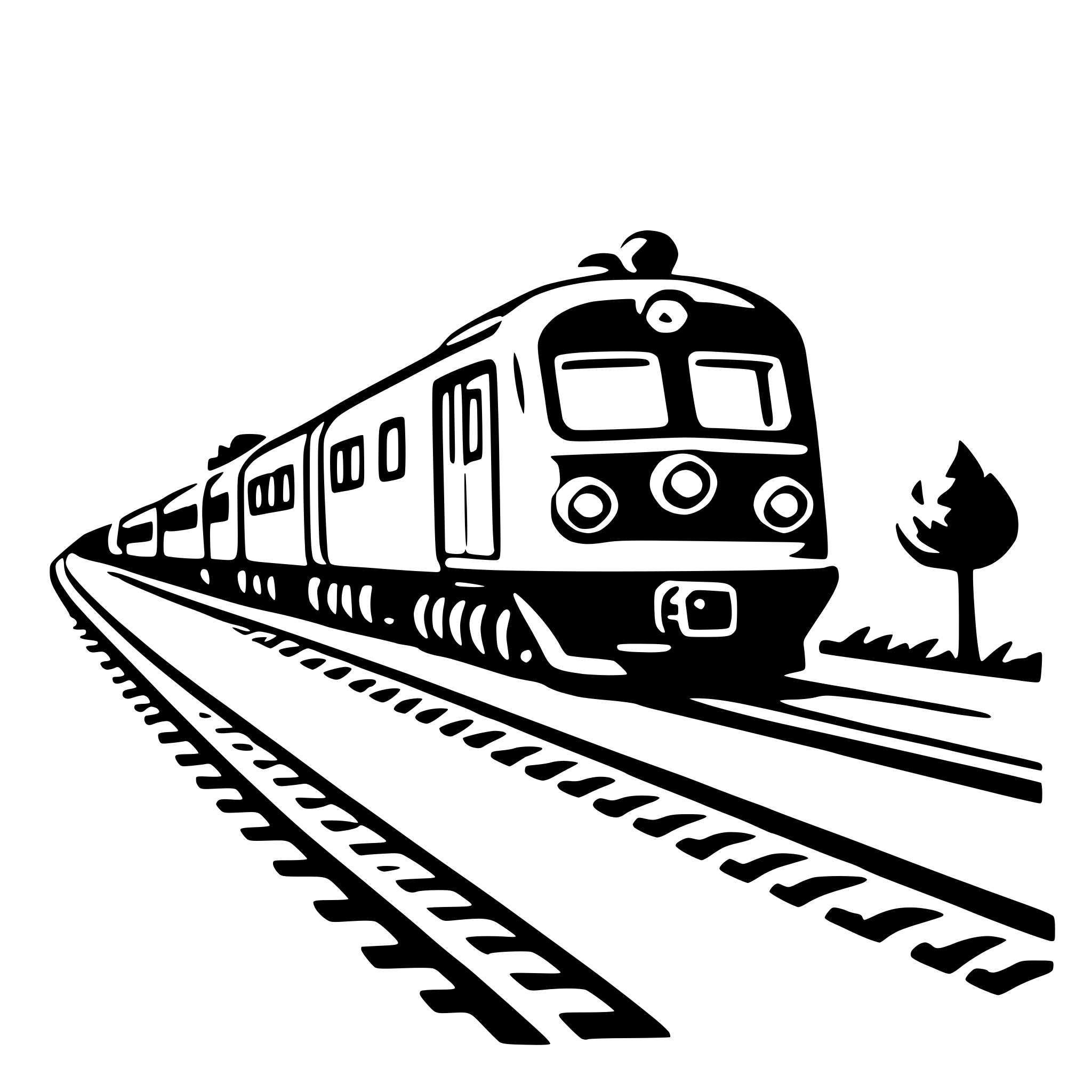 AI-generated SVG of a traveling by train
