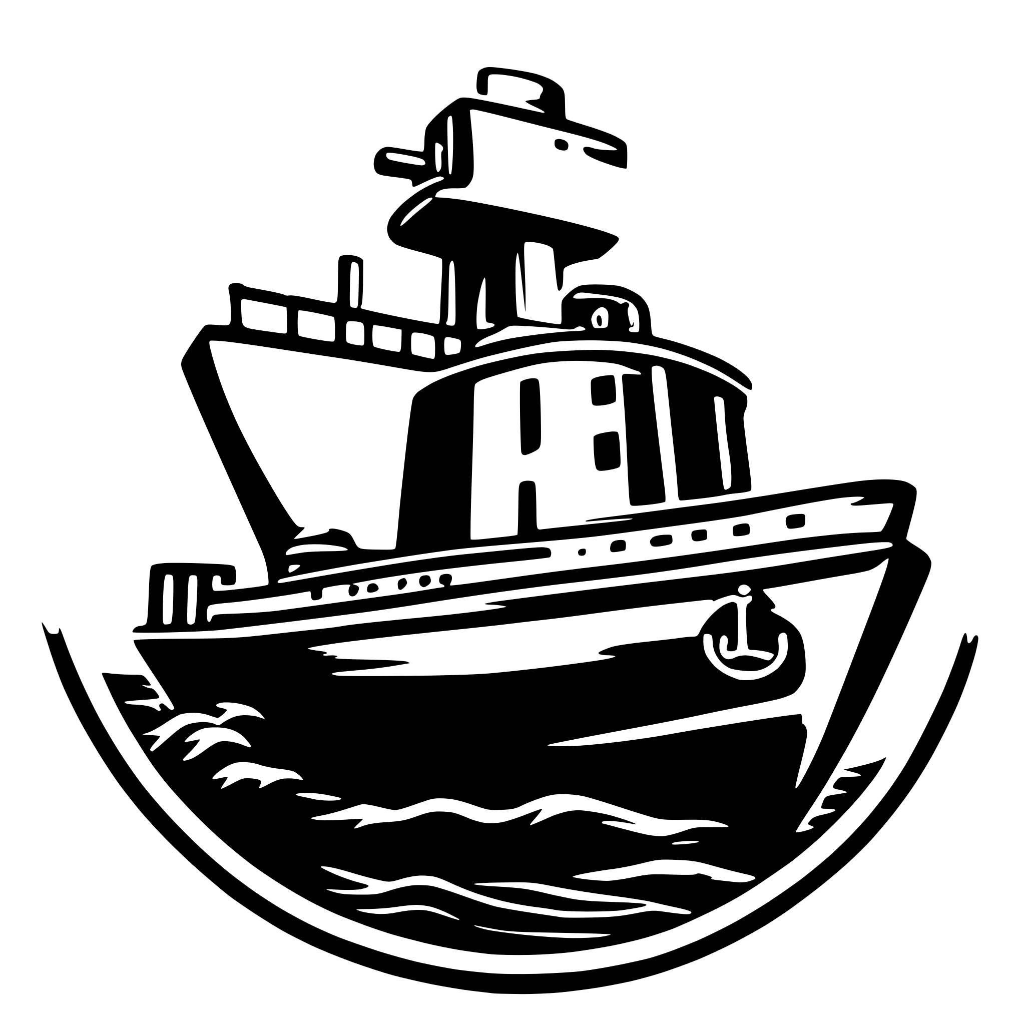 AI-generated SVG of a ship logo with lock like an encryption in blue cyan